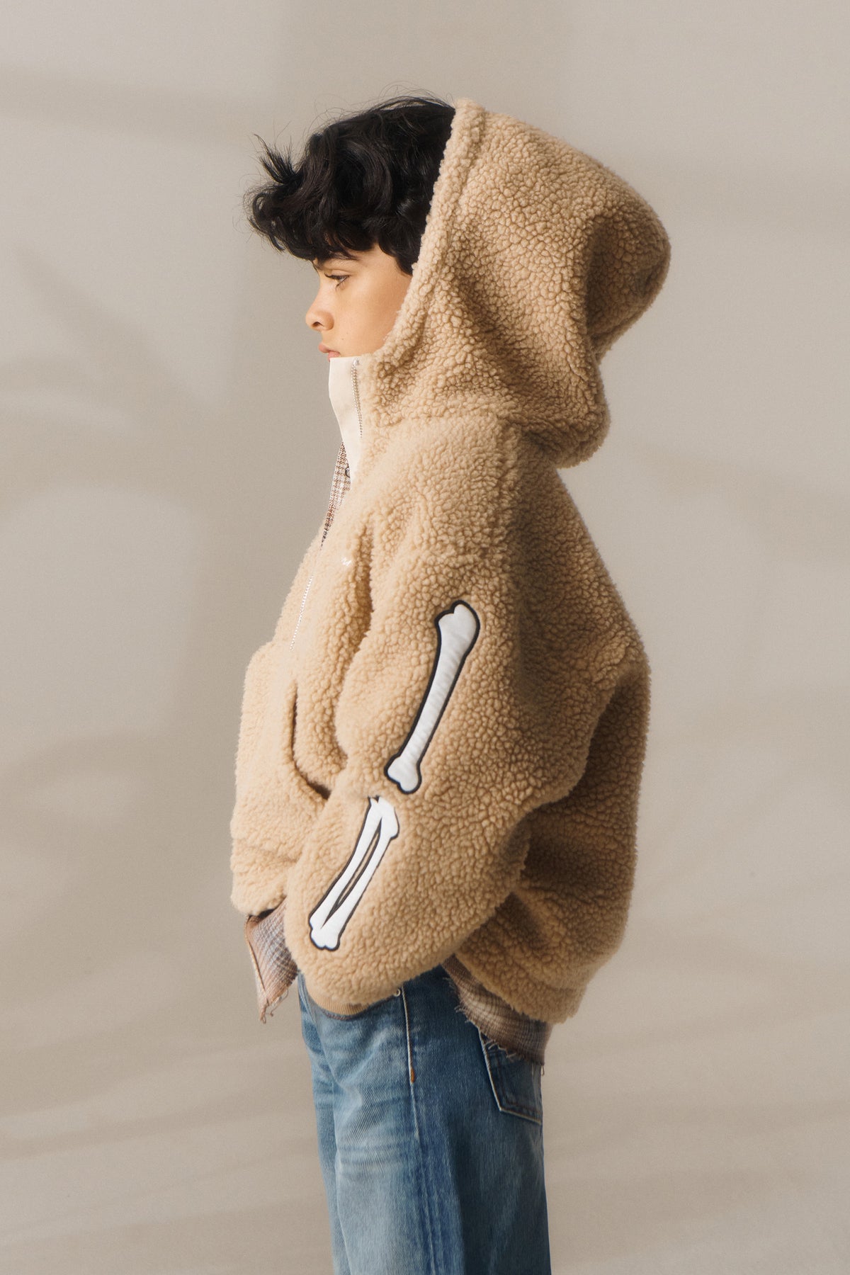 Veste teddy avec détails osseux