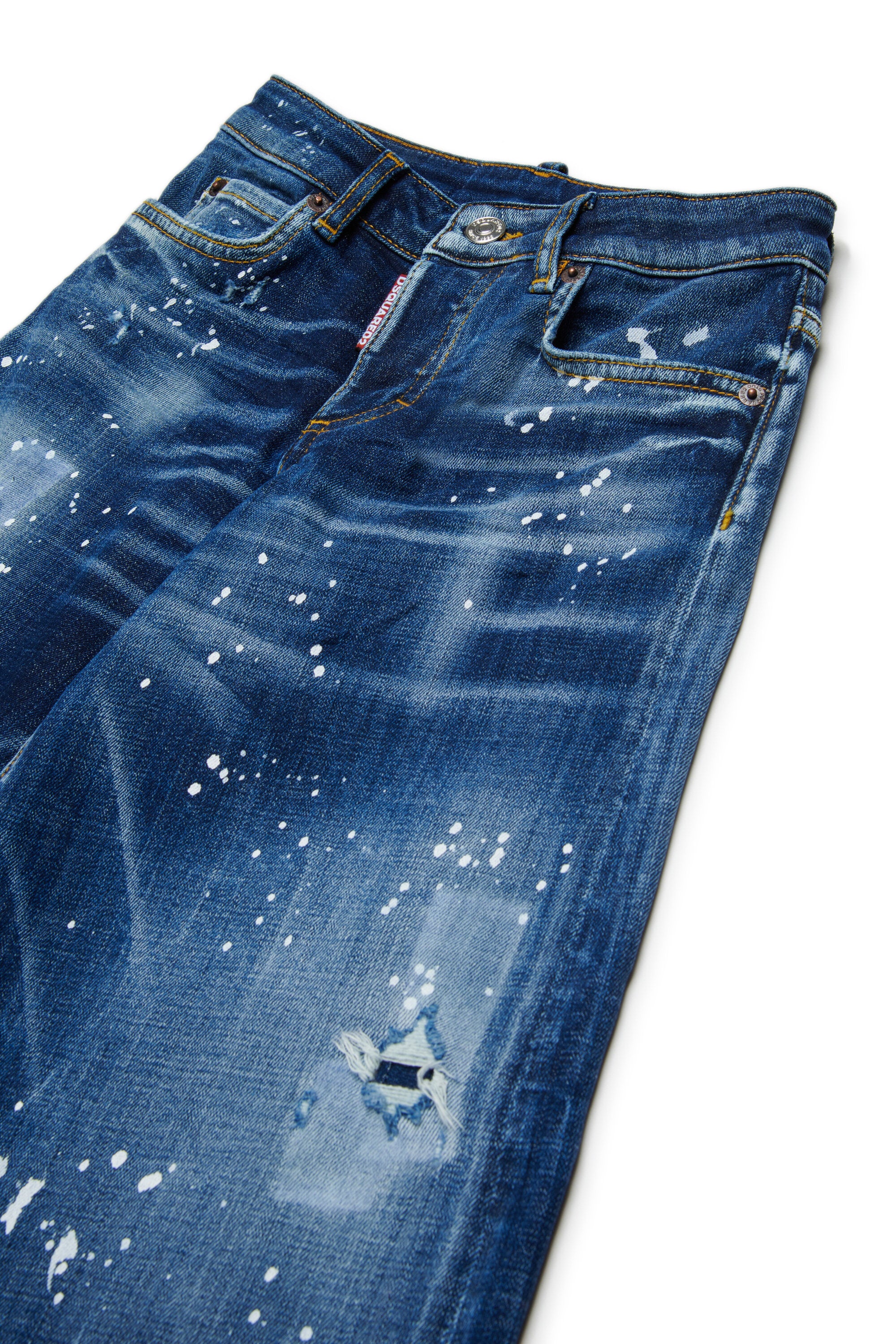 Jeans regular blu scuro con macchie - Page