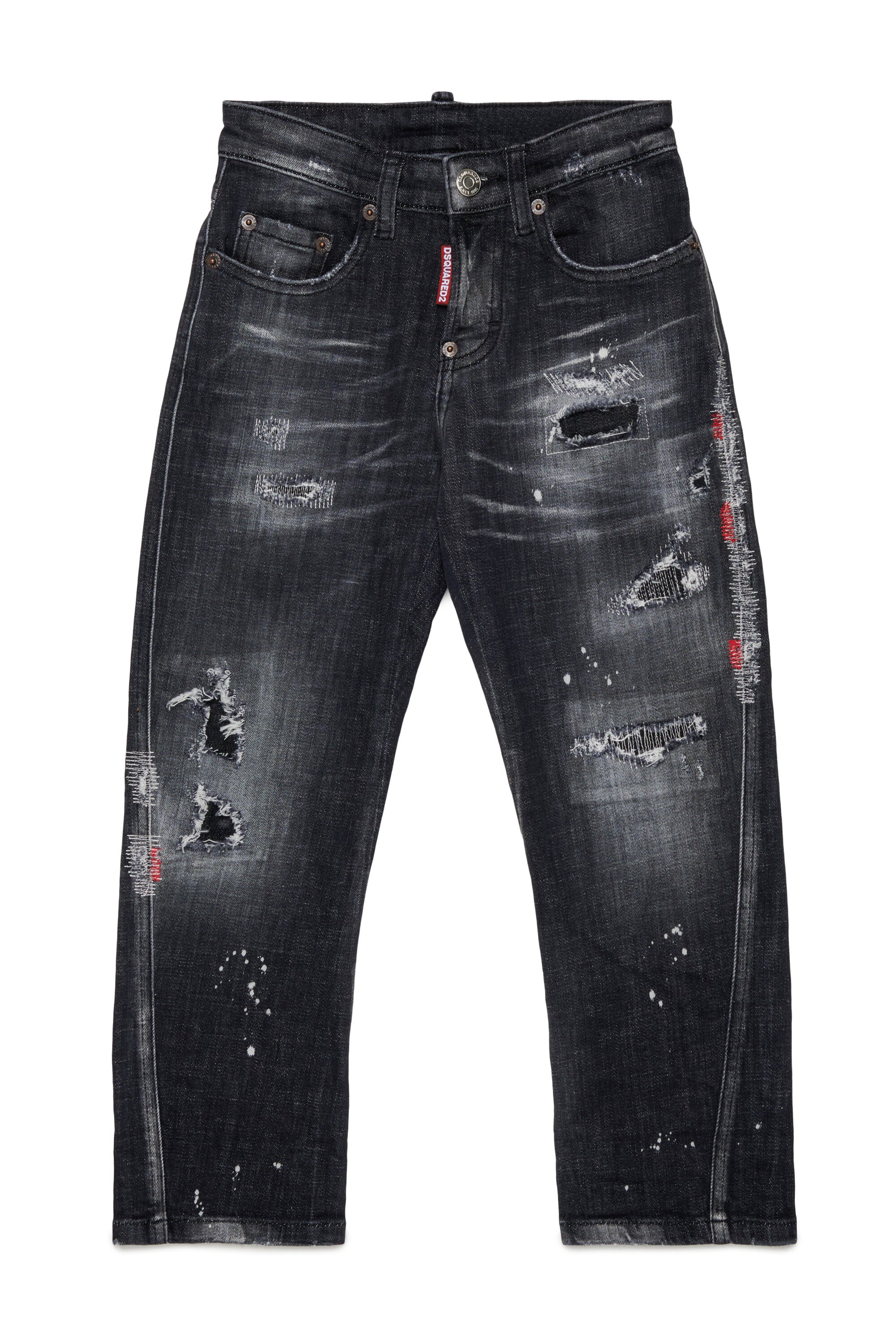 Jeans regular lavaggio nero effetto used