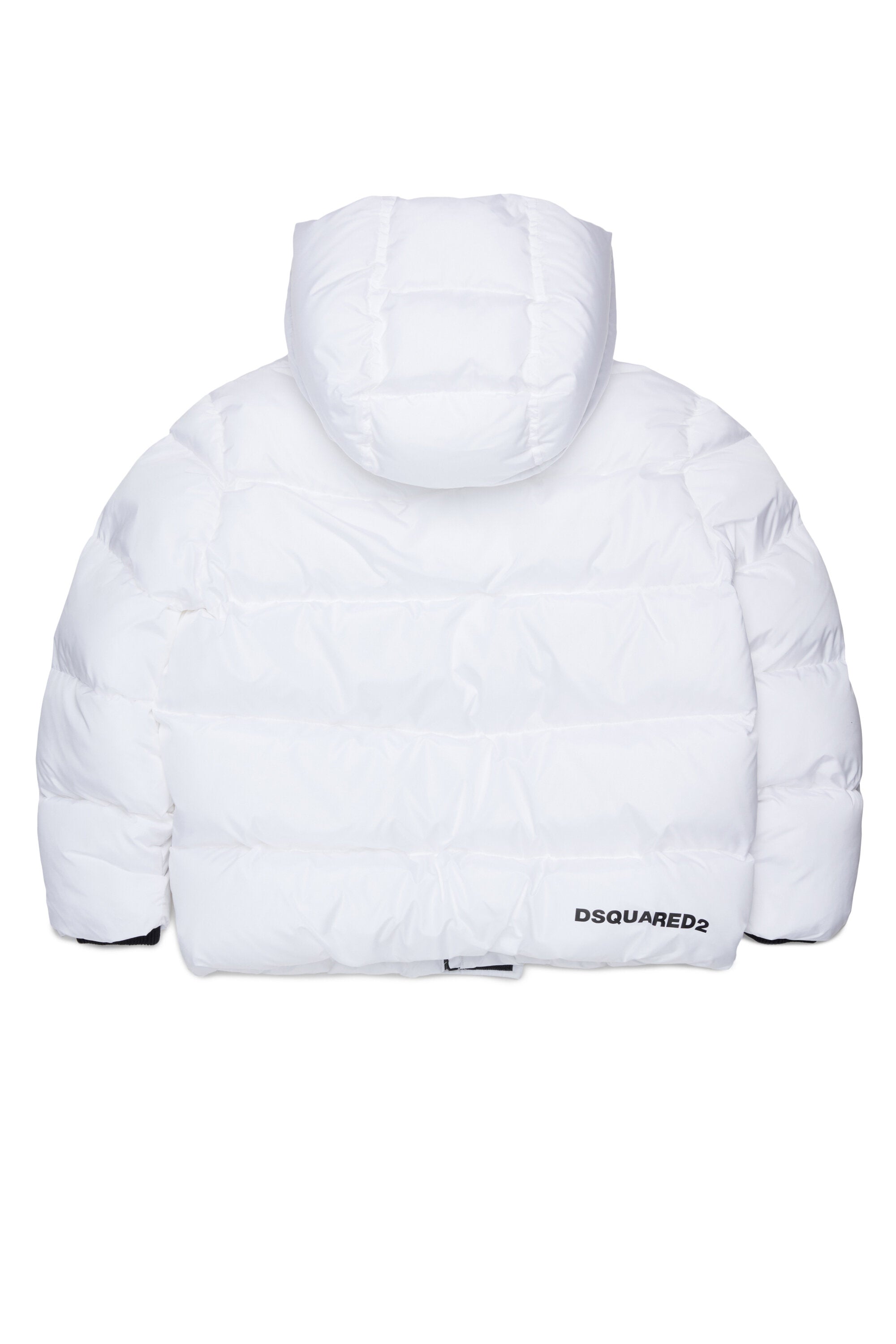 Giacca imbottita corta con cappuccio e logo DSQUARED2