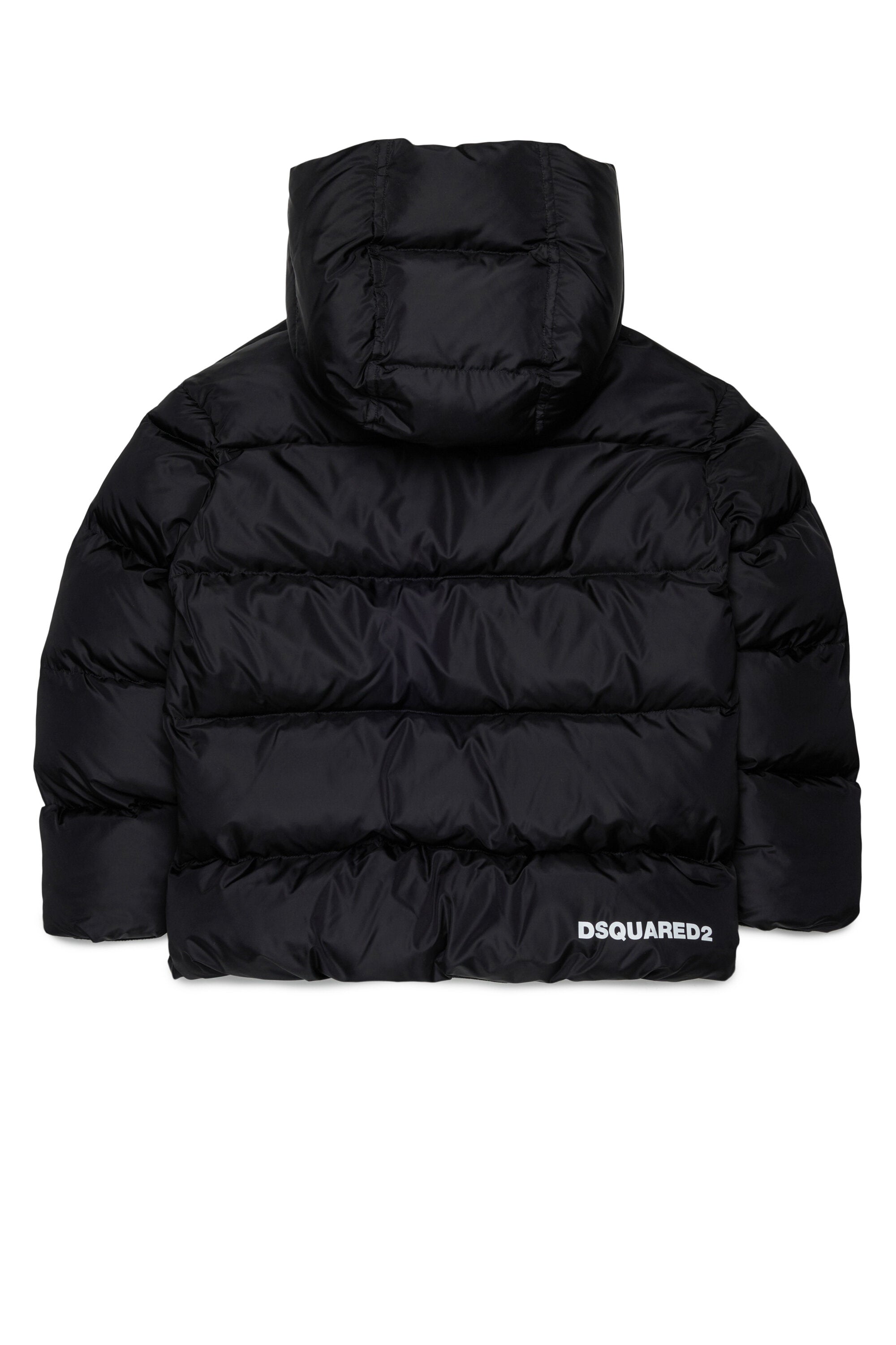 Giacca imbottita corta con cappuccio e logo DSQUARED2