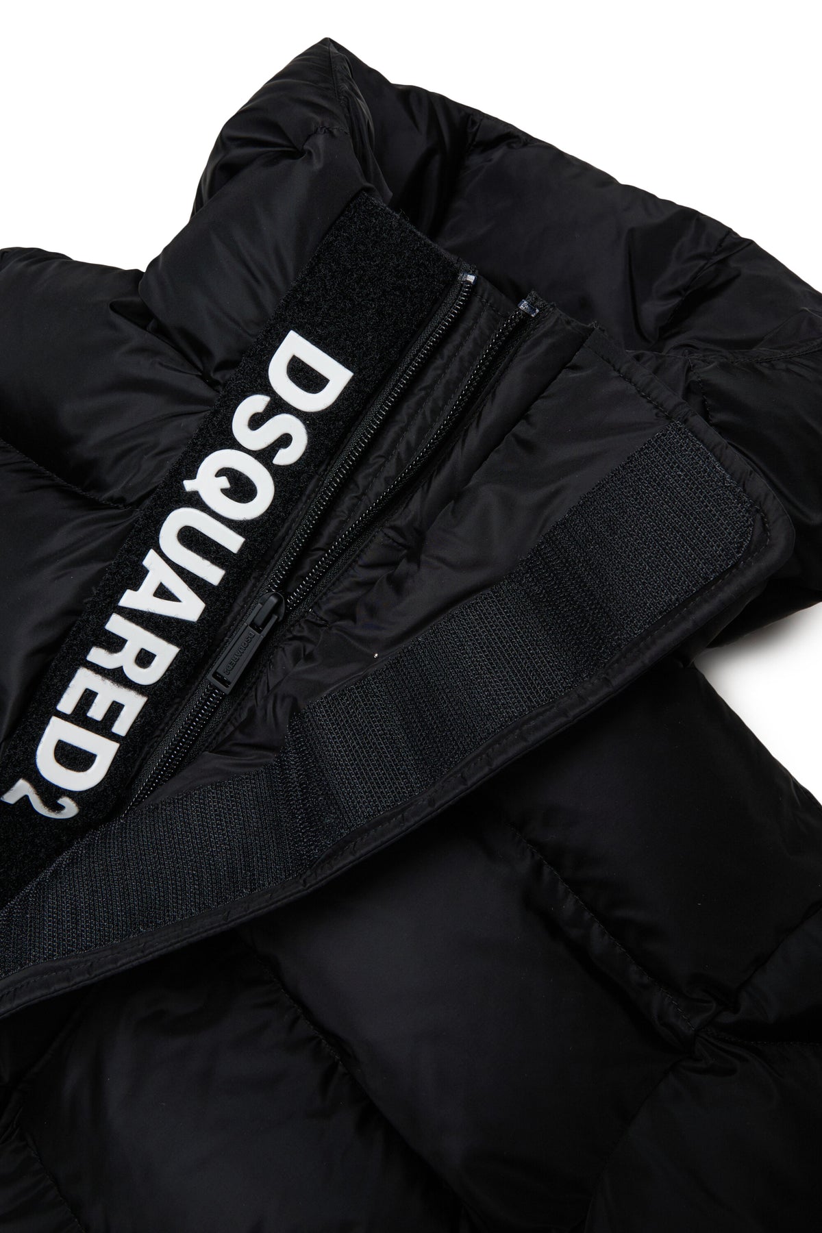 Short padded jacket with hood and DSQUARED2 logo
