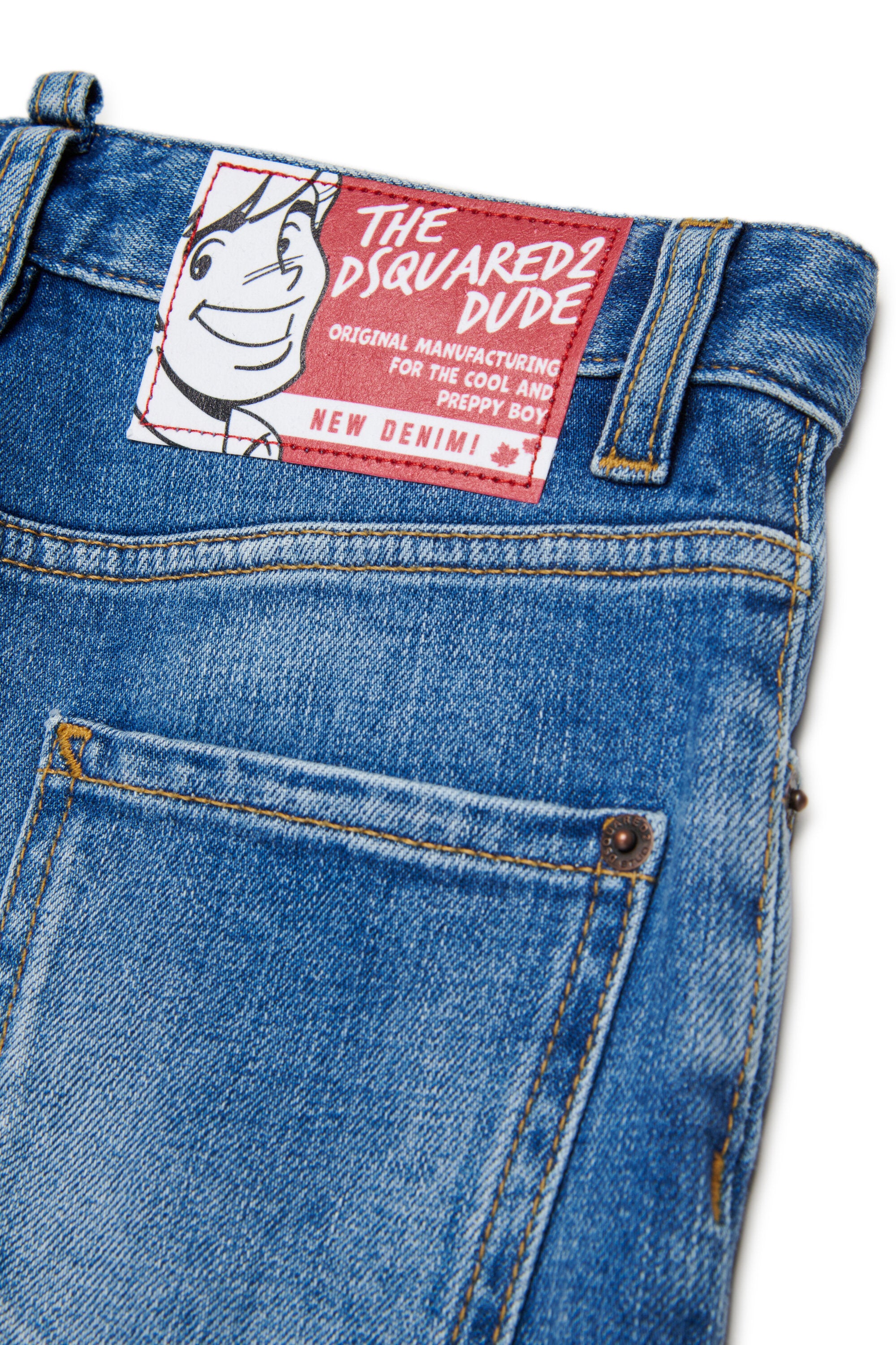 Jeans straight blu medio con abrasioni - 642