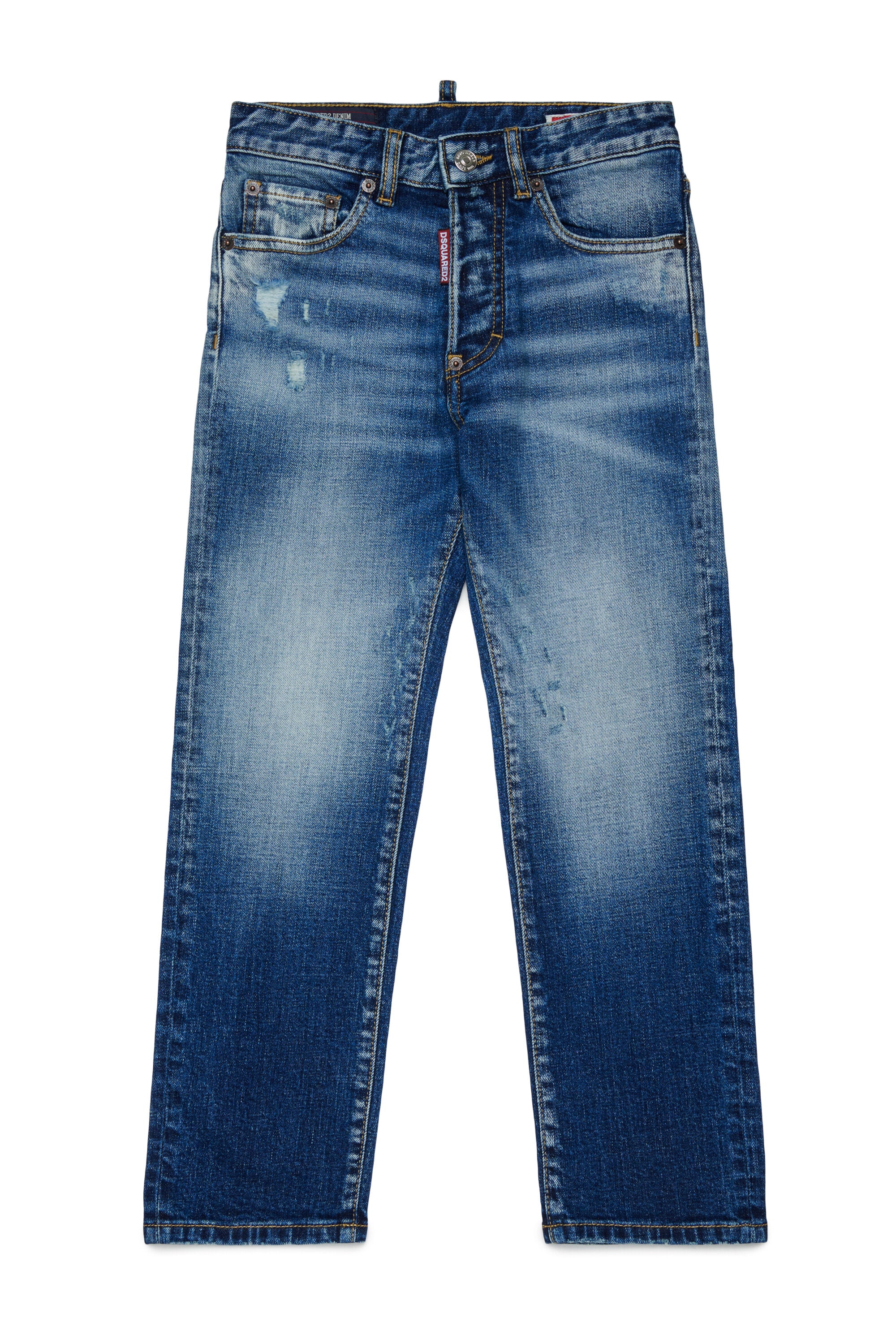Hellblaue Straight-Jeans con weitem Beinabschluss - 642
