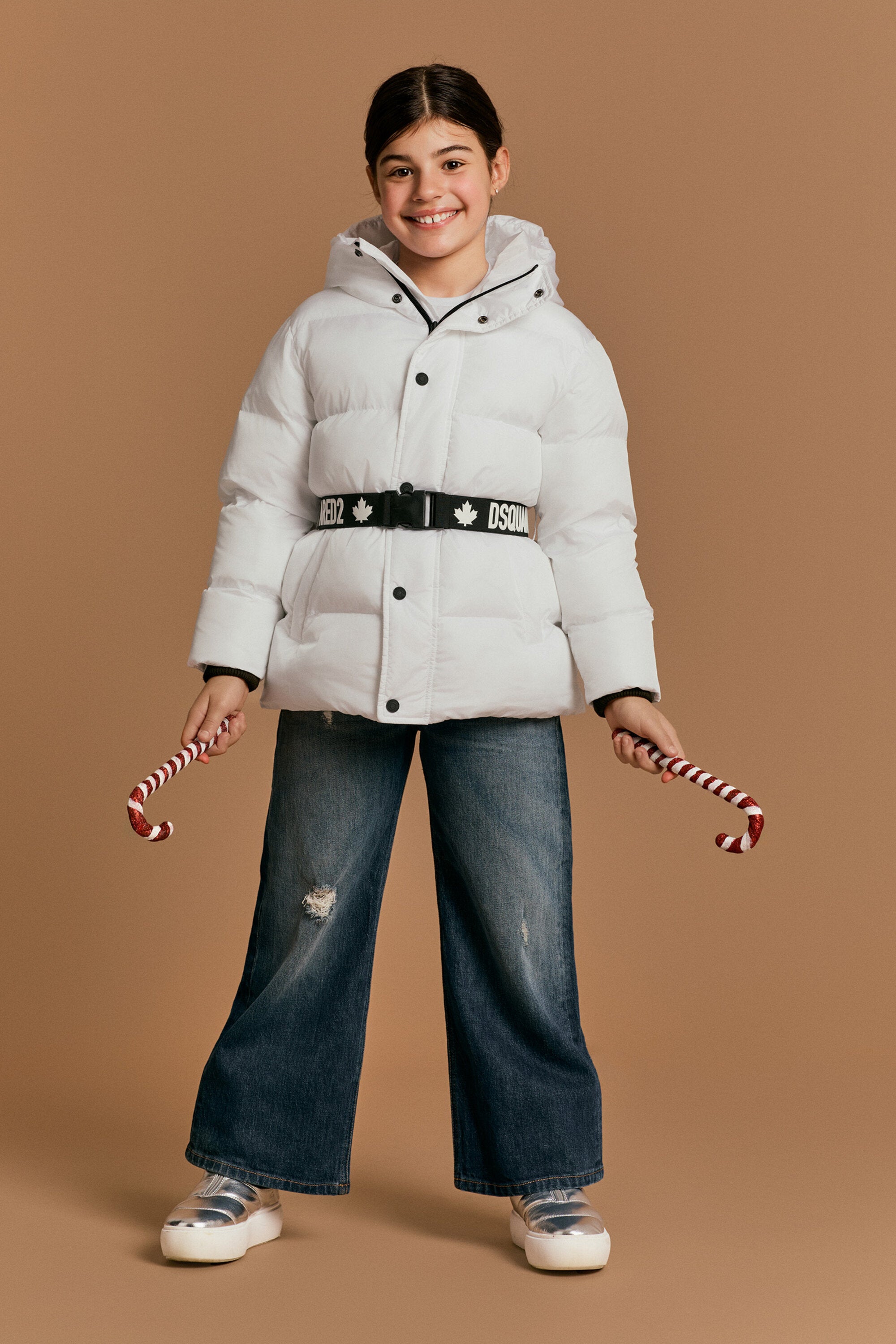 DSQUARED2 girls' long padded jacket with belt | BRAVE KID