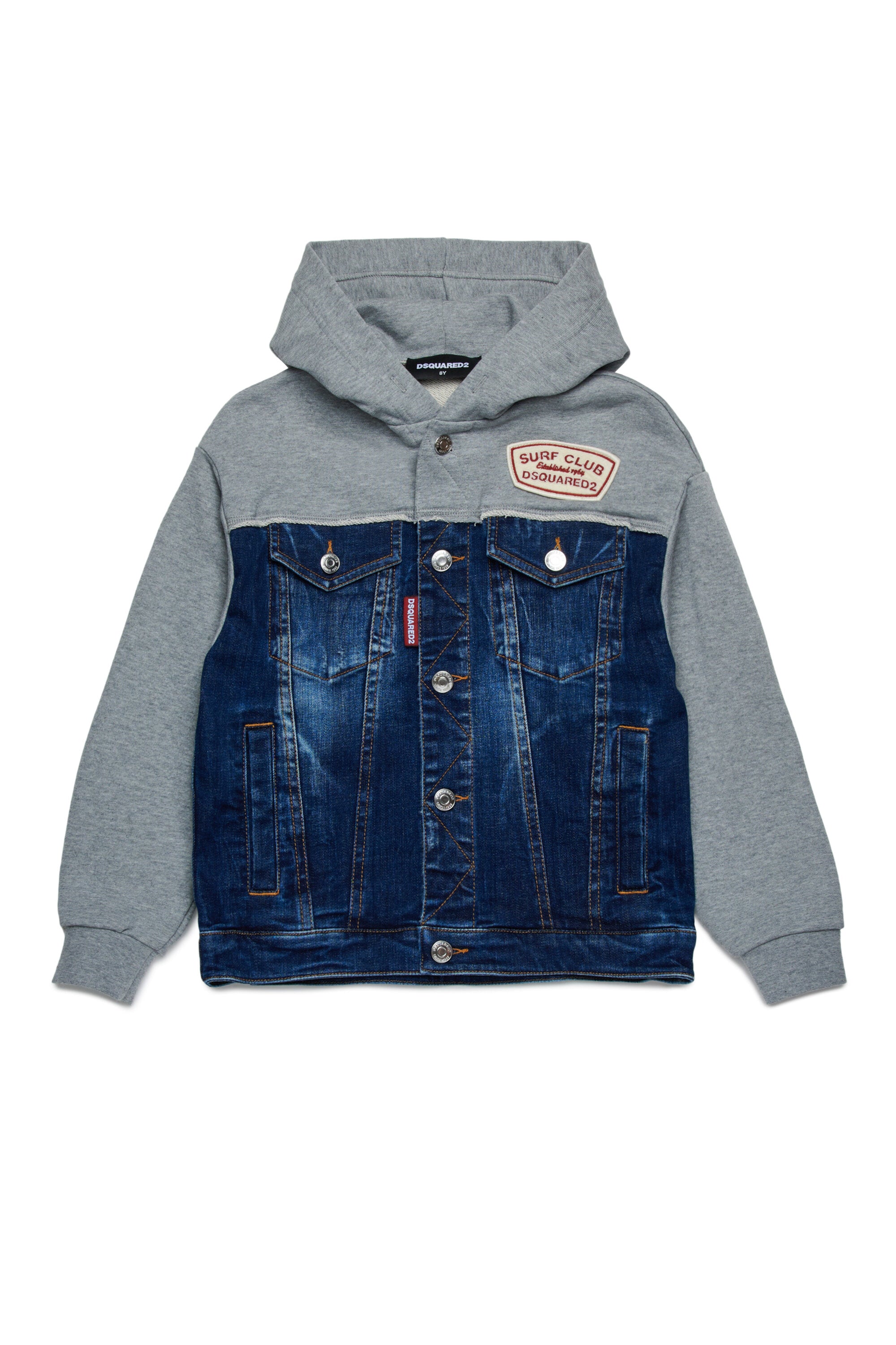 Felpa in denim e cotone con patch