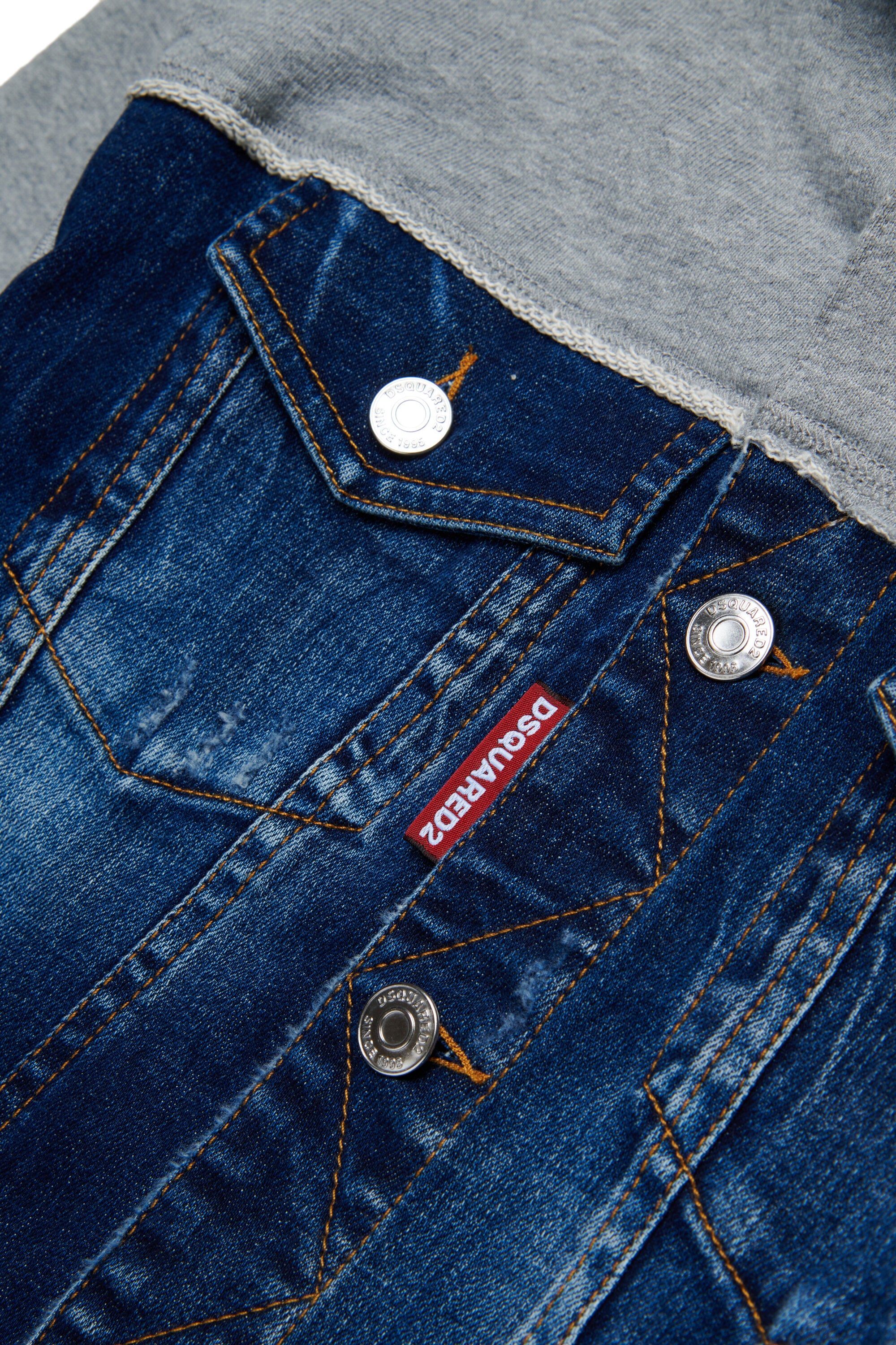 Felpa in denim e cotone con patch