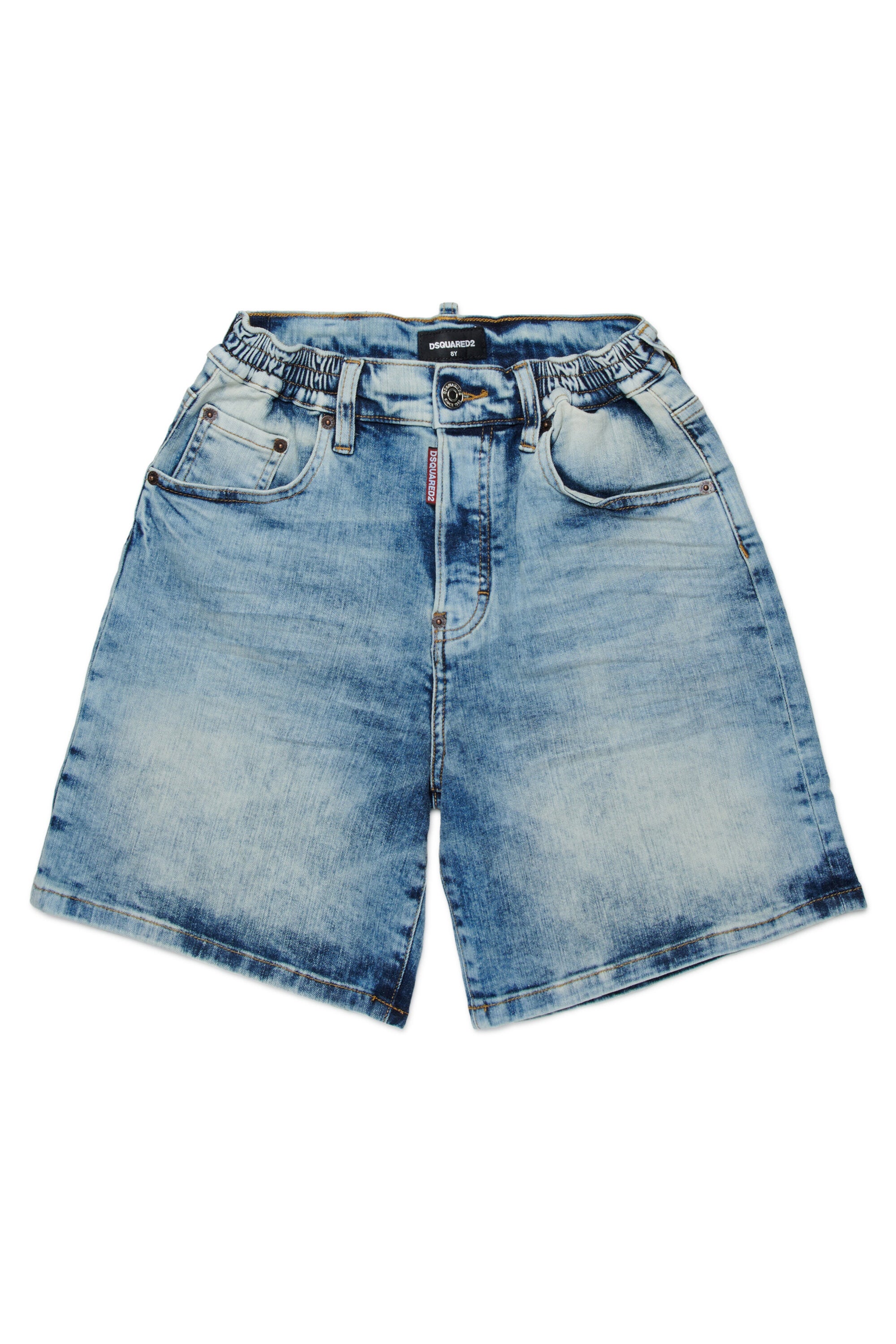 Short en denim à effet marbré