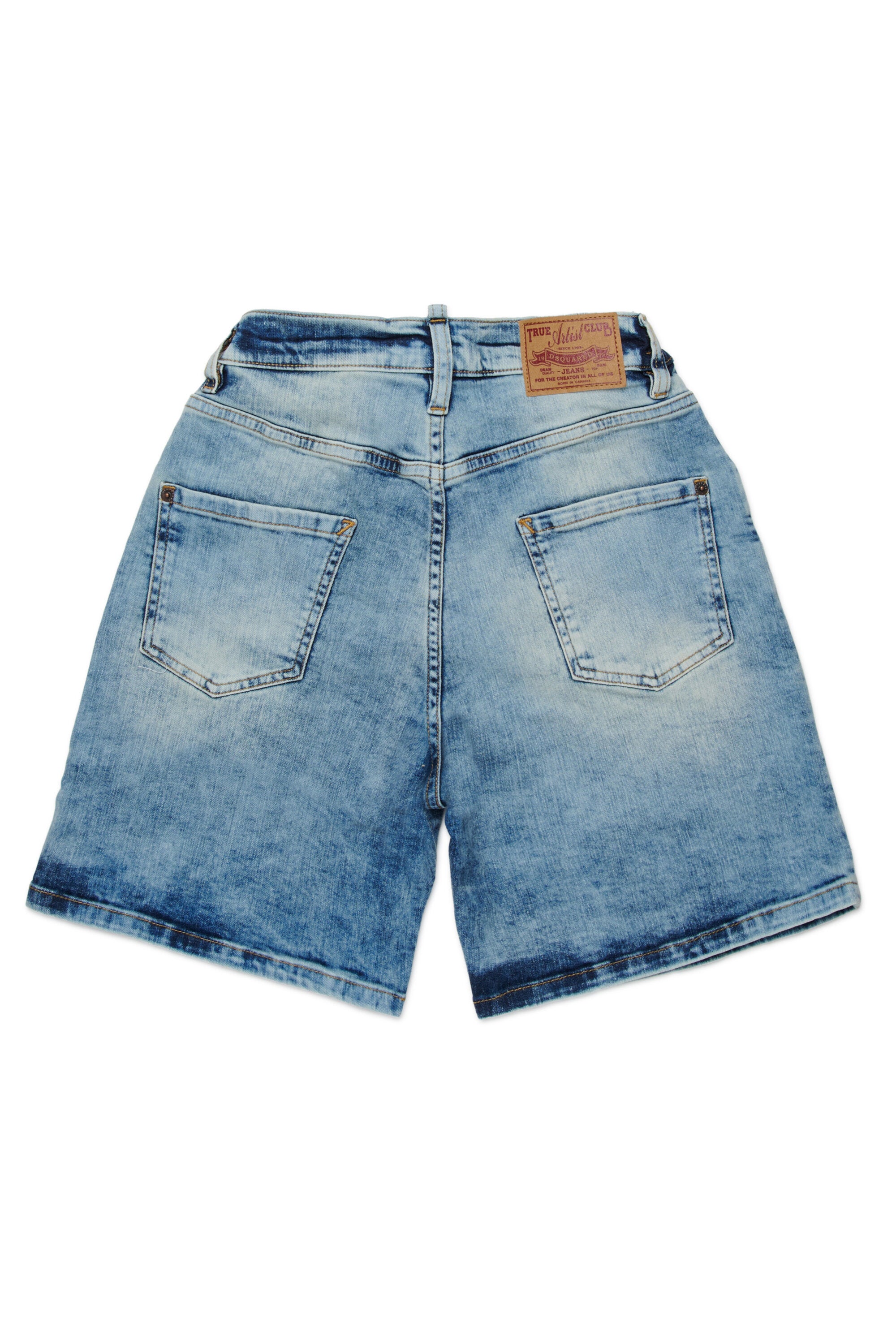 Short en denim à effet marbré