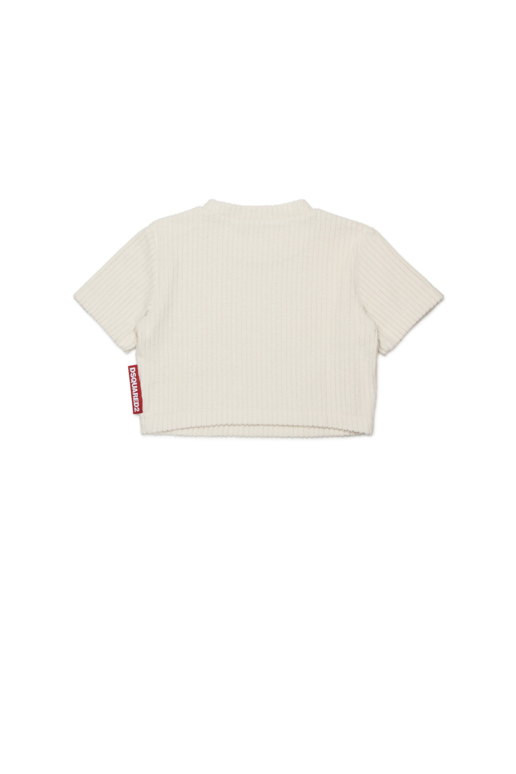 T-Shirt aus geripptem Samt in Kurzform