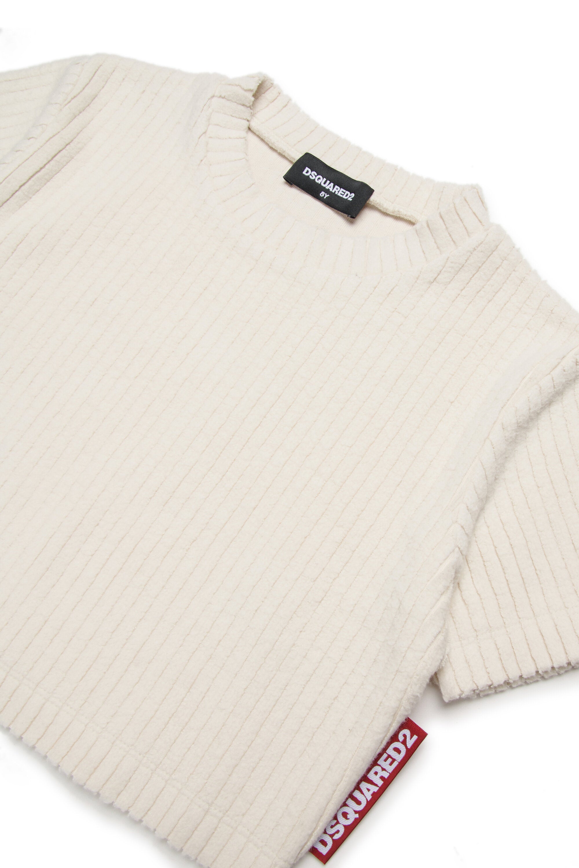 T-Shirt aus geripptem Samt in Kurzform