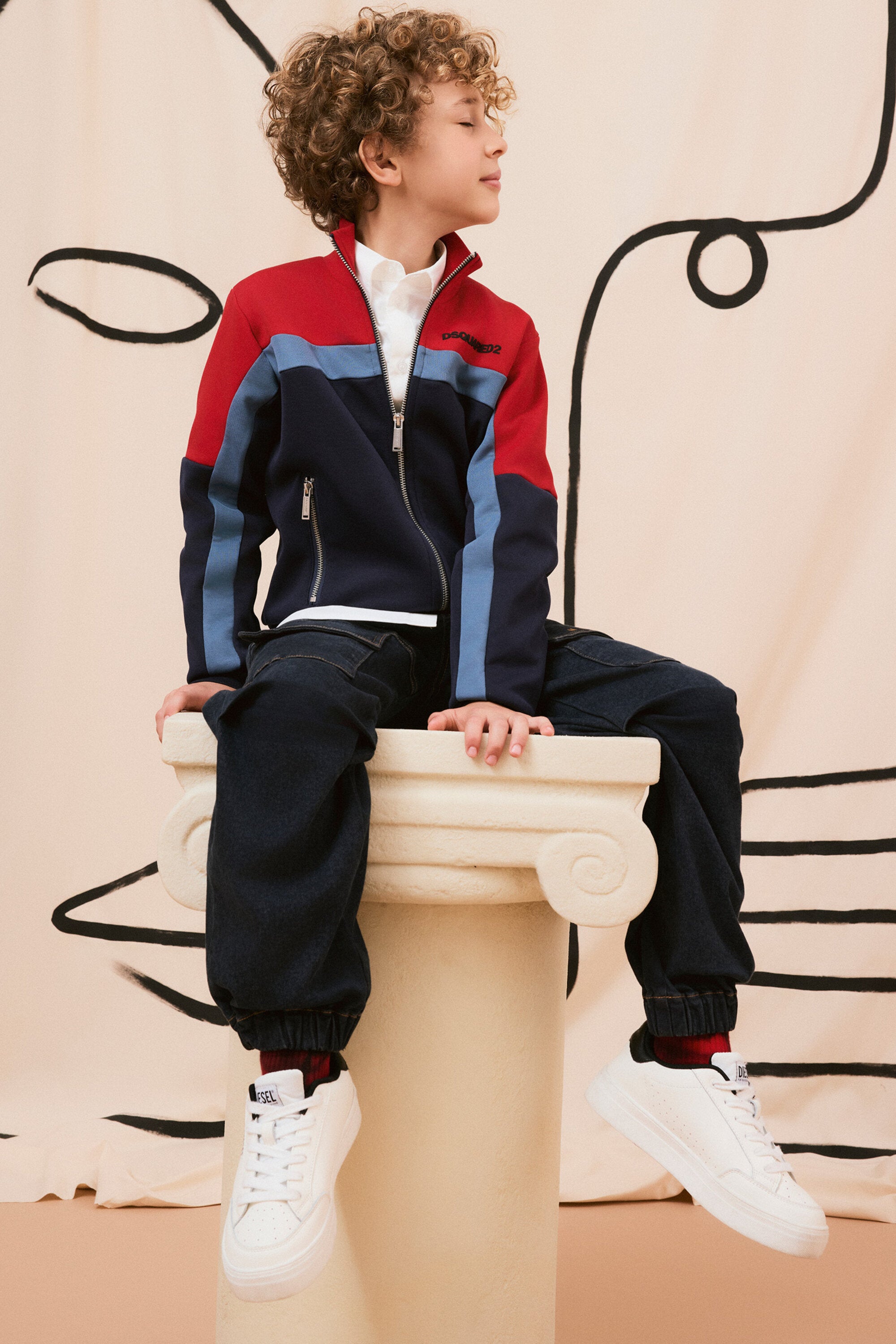 Felpa full zip in neoprene colorblock