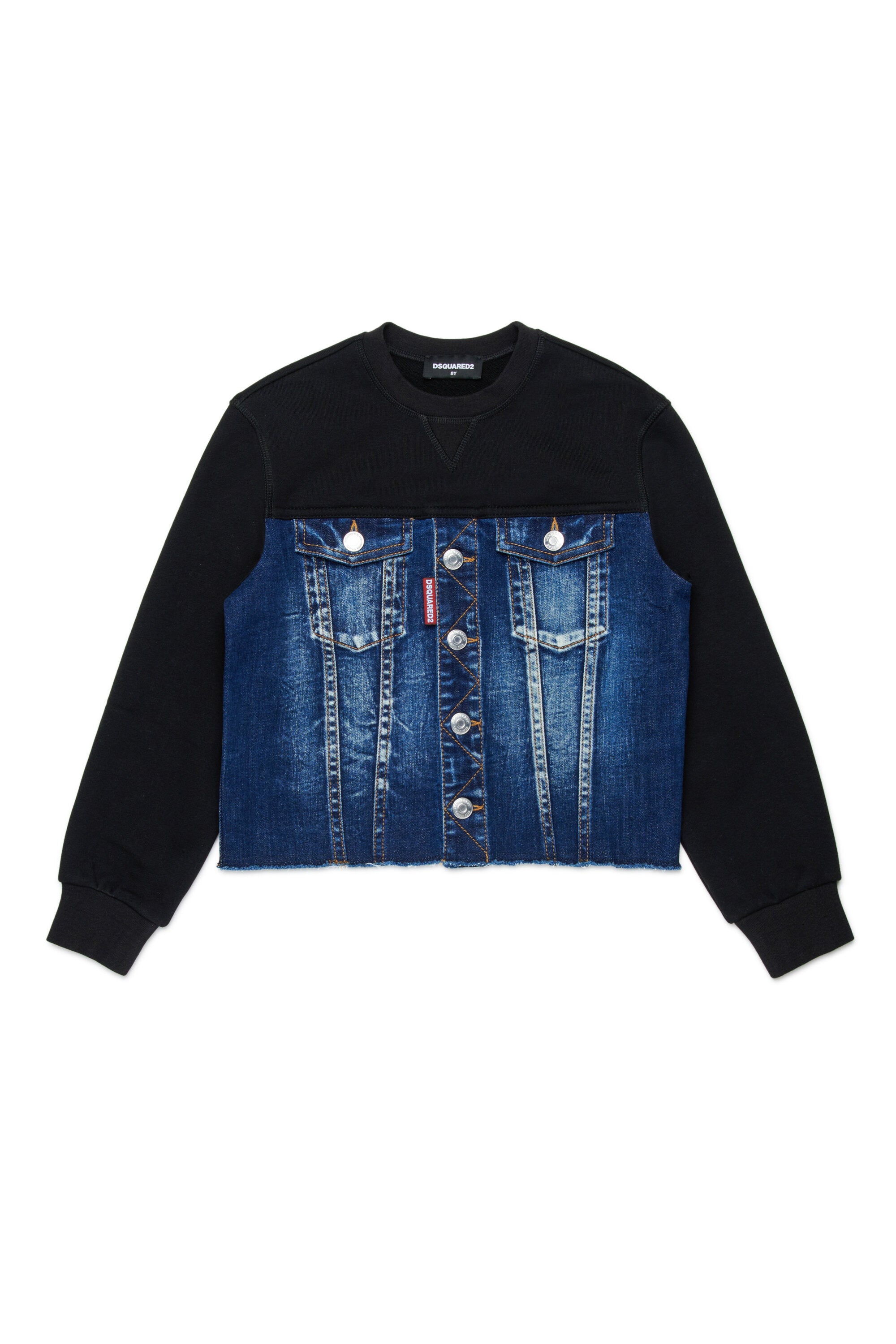 Crewneck sweatshirt with denim bust