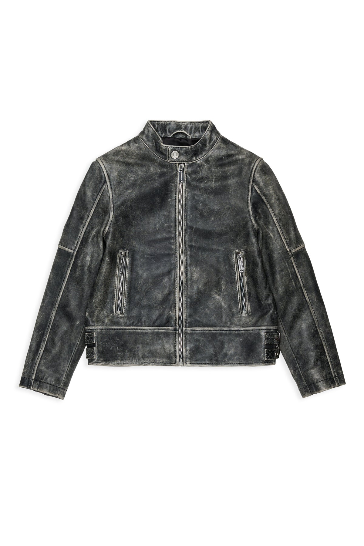 Giacca biker in pelle effetto vissuto