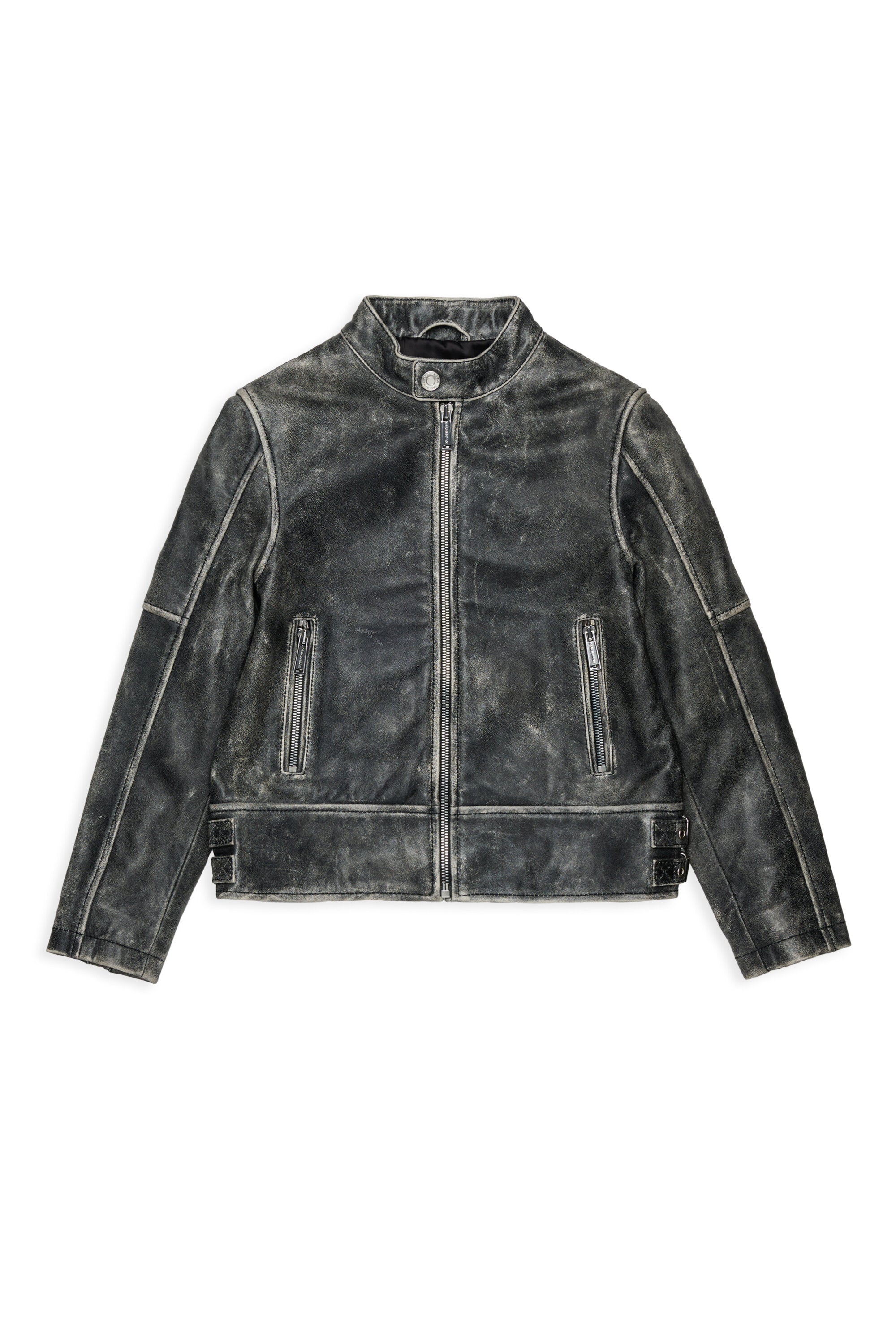 Giacca biker in pelle effetto vissuto