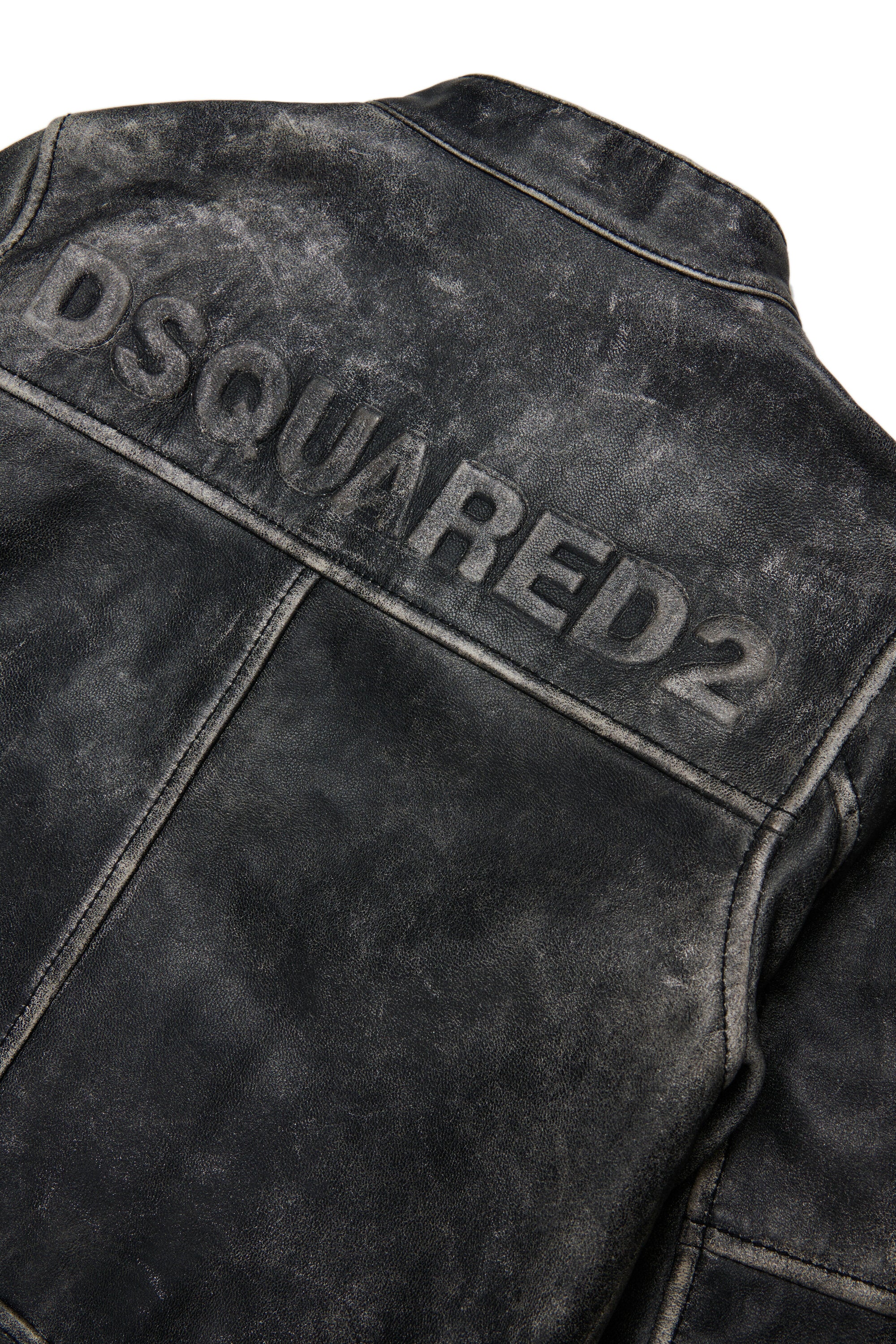 Giacca biker in pelle effetto vissuto