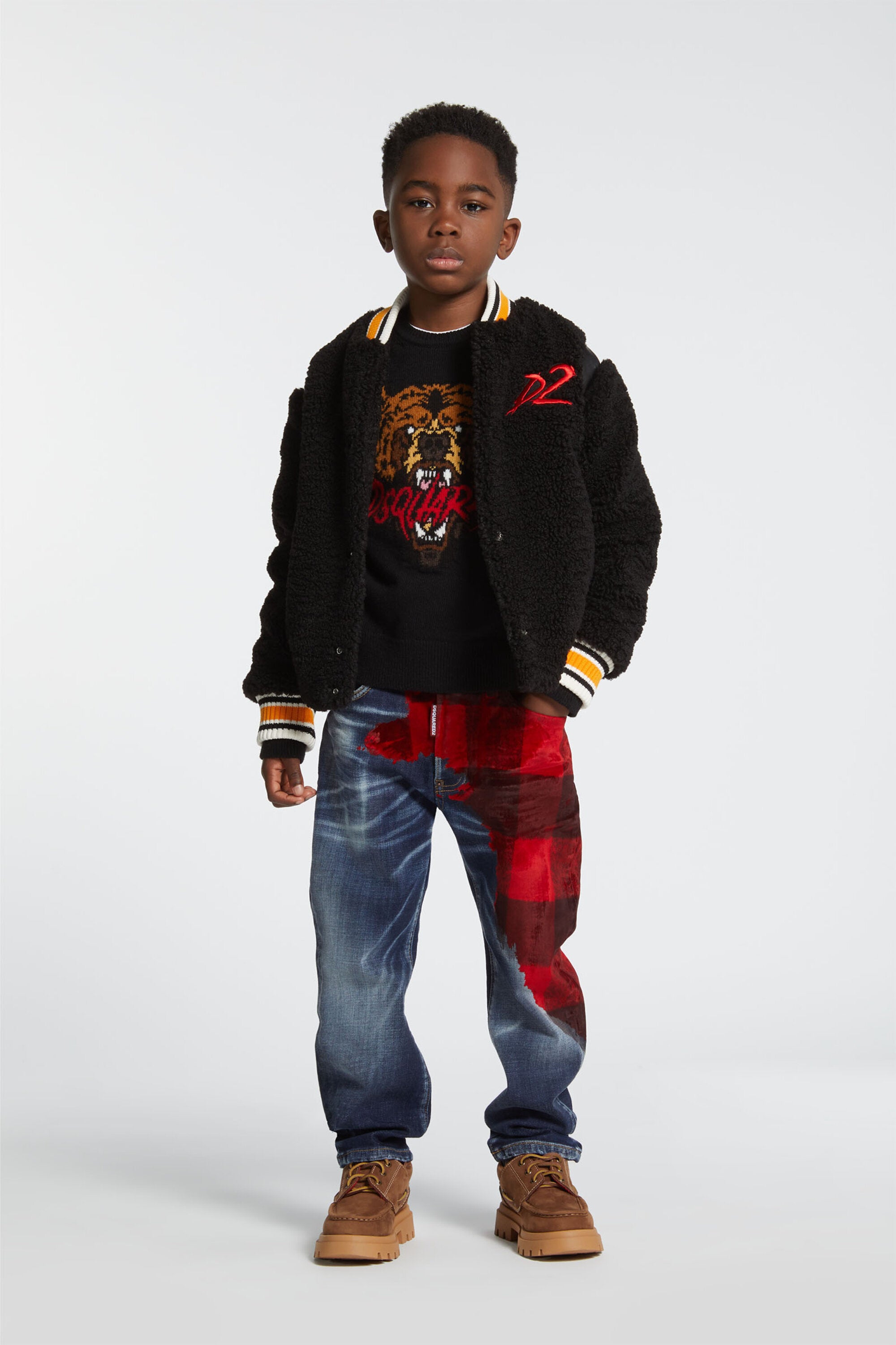 Blouson bombardier en Teddy avec écusson en forme d'ours