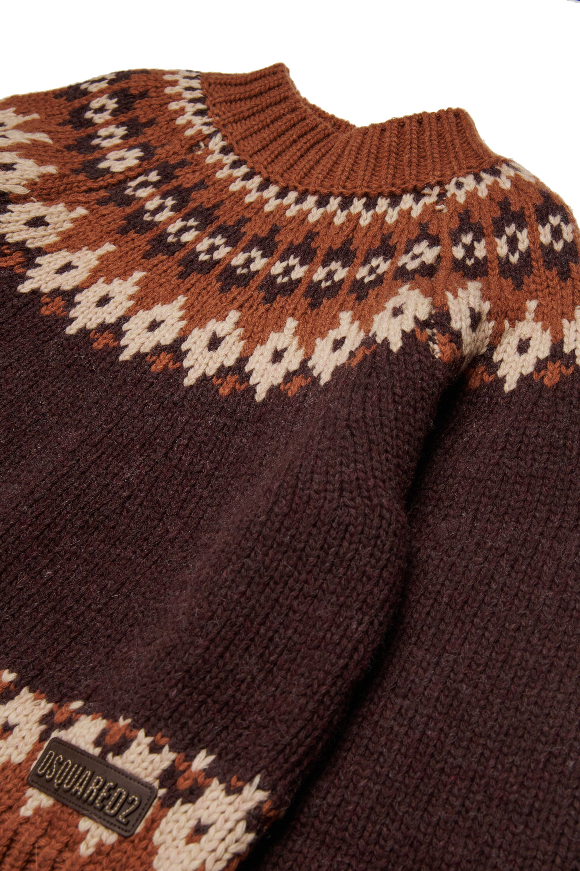 Pullover a collo alto in misto lana norvegese