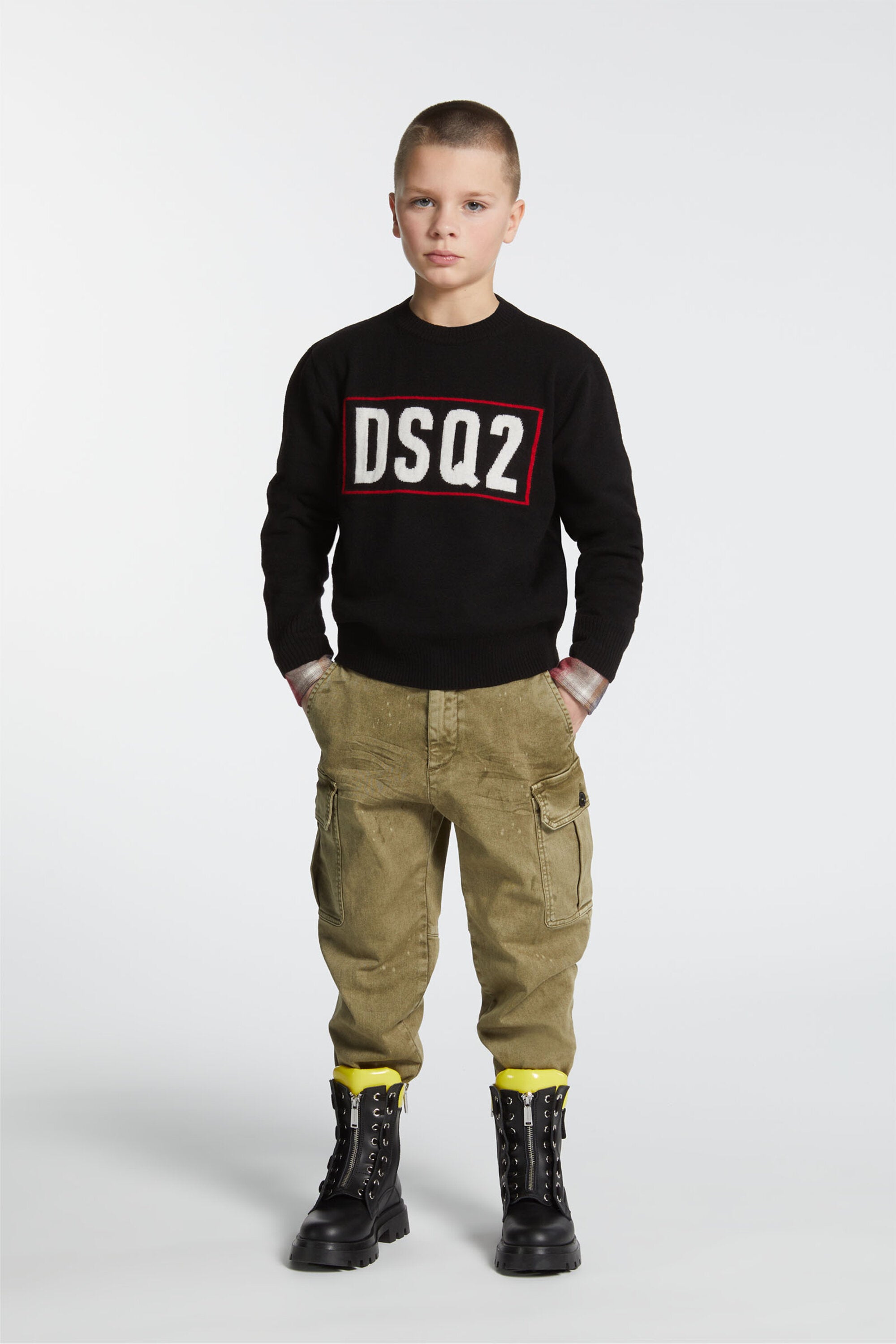 Merino wool pullover with DSQ2 logo