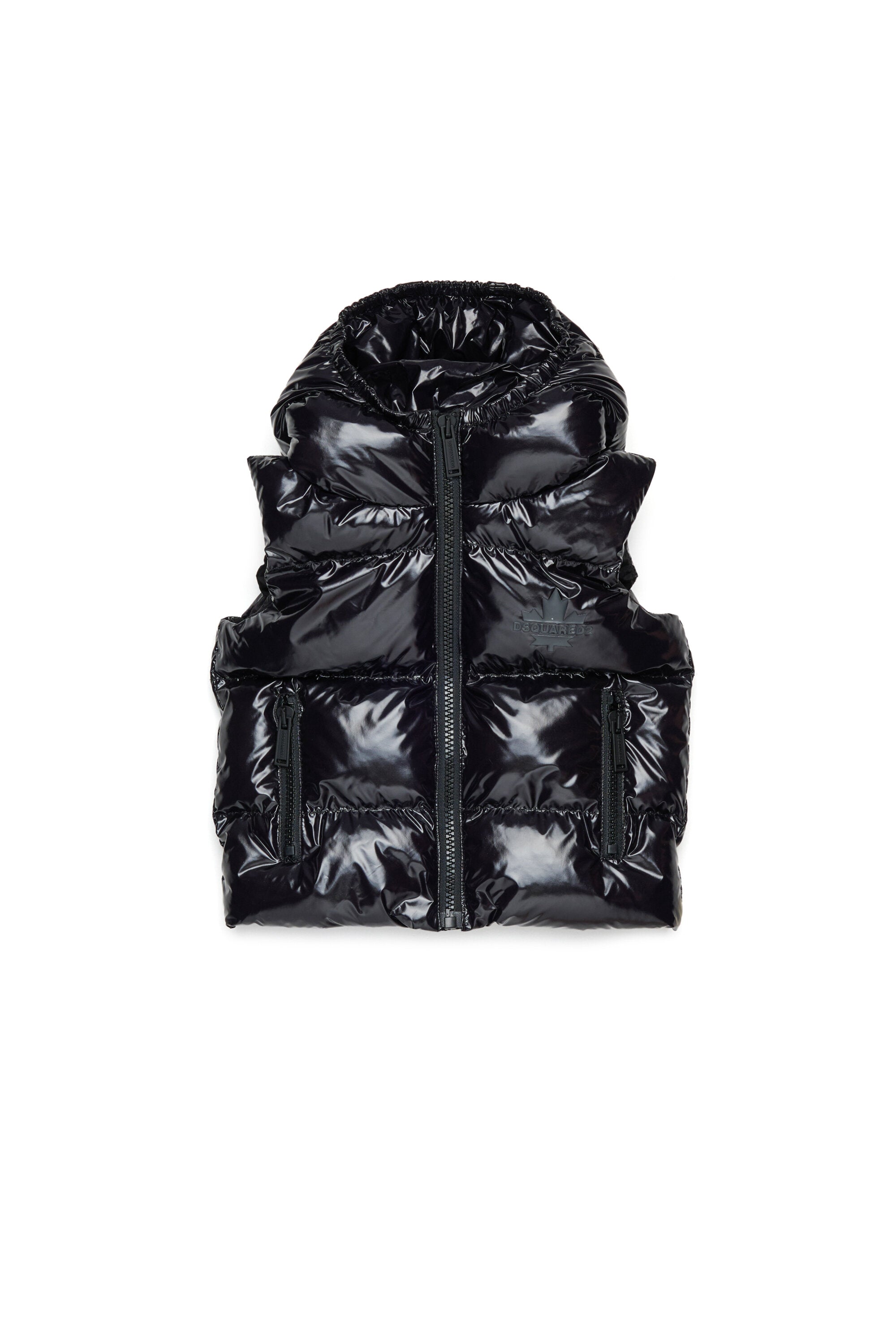 Gilet imbottito lucido con logo Maple Leaf