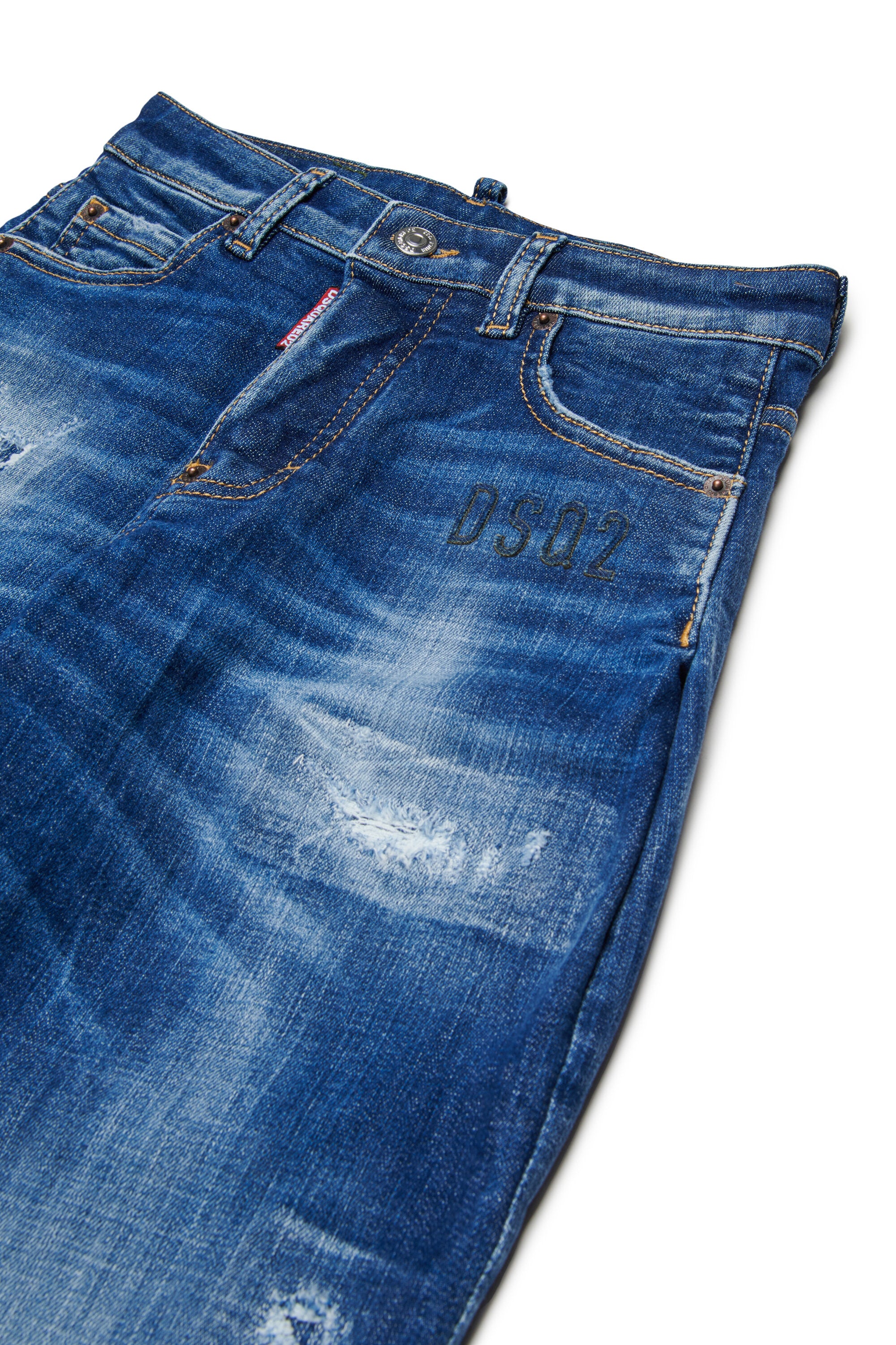 Jeans relaxed blu medio con strappi - Amelia