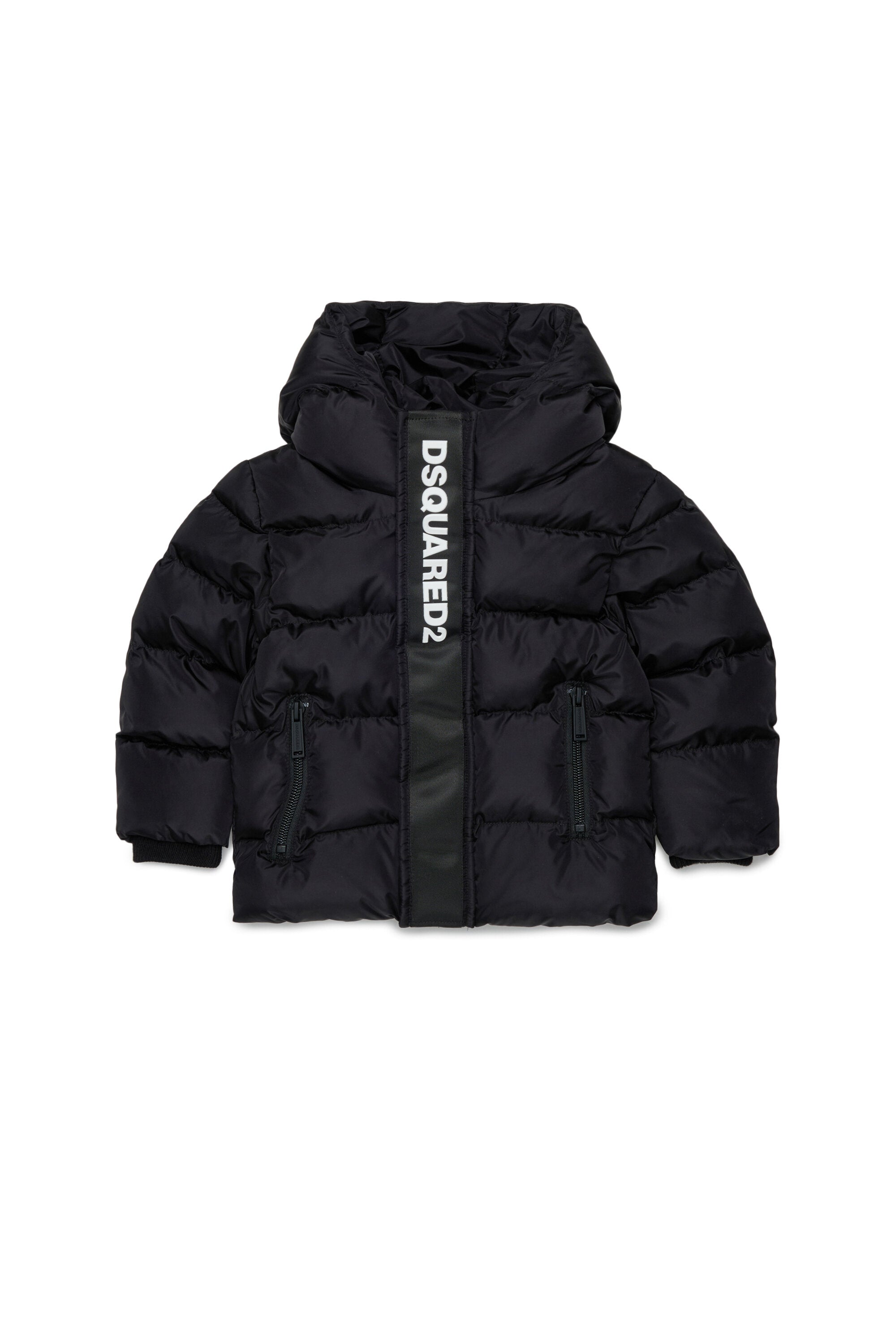 Lange wattierte Jacke mit Logo