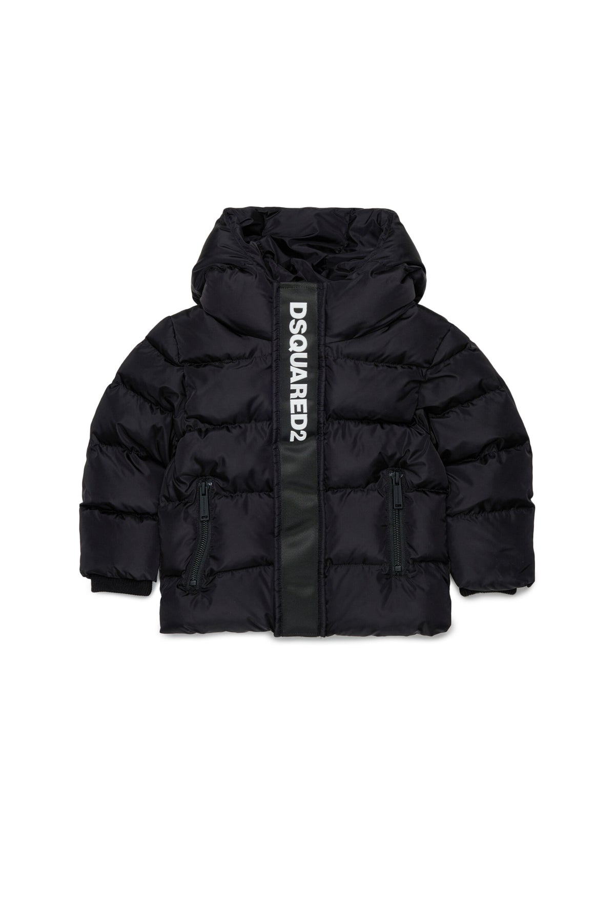 Chaqueta larga acolchada con logotipo