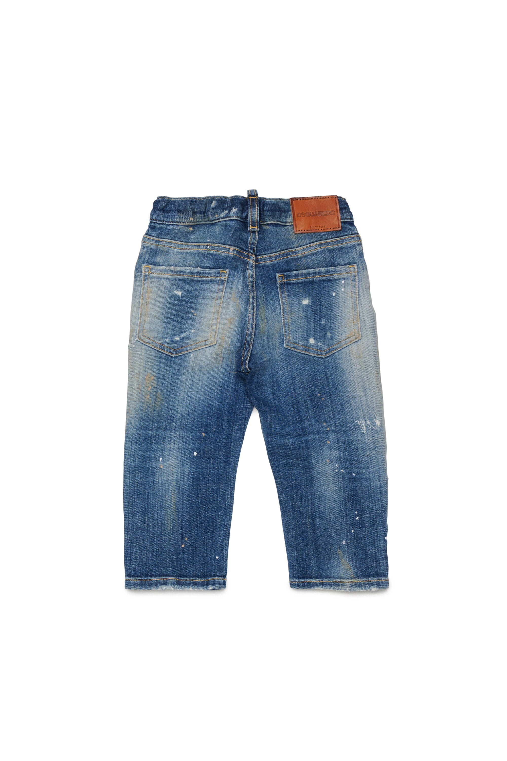 Jean regular à effet usé patchwork -Loose