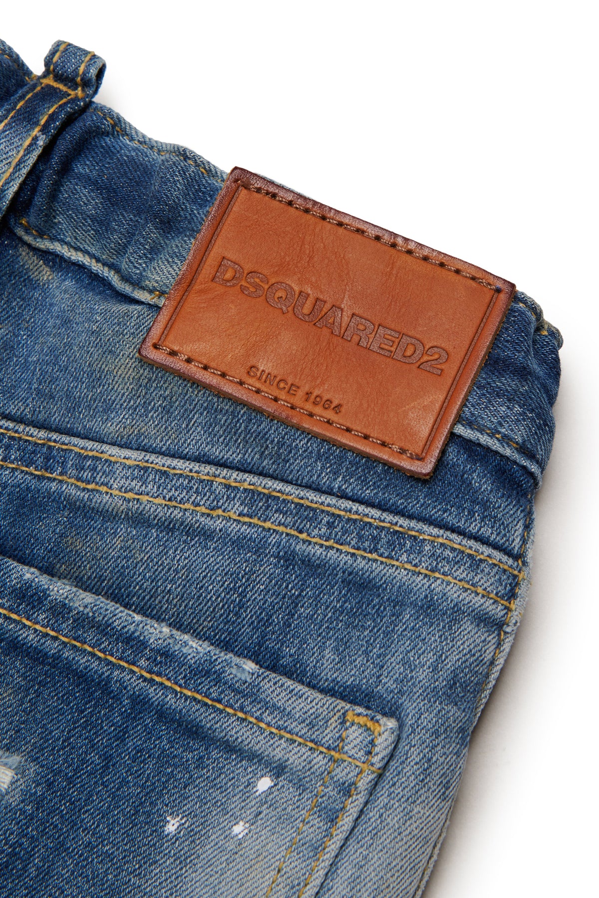 Jean regular à effet usé patchwork -Loose