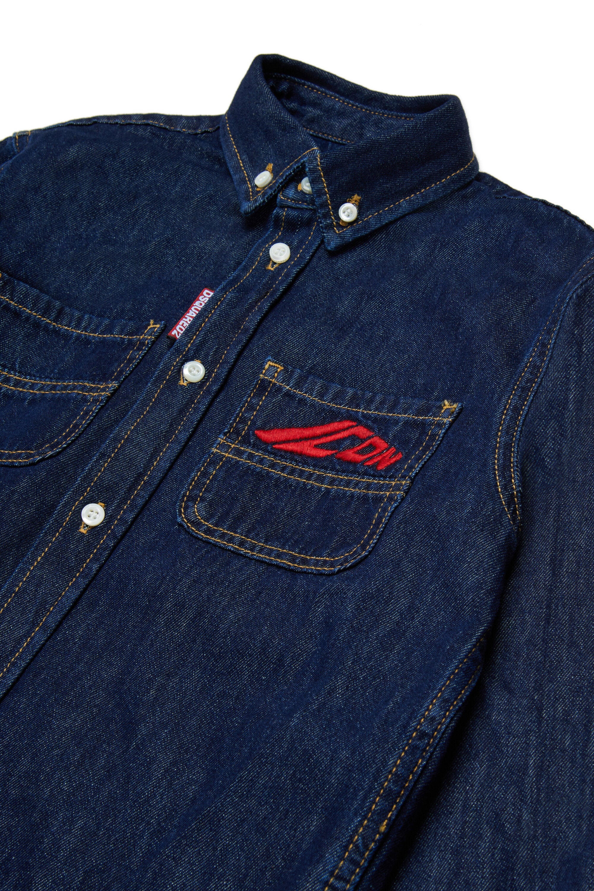 Dunkelblaues Denim-Hemd mit ICON-Logo