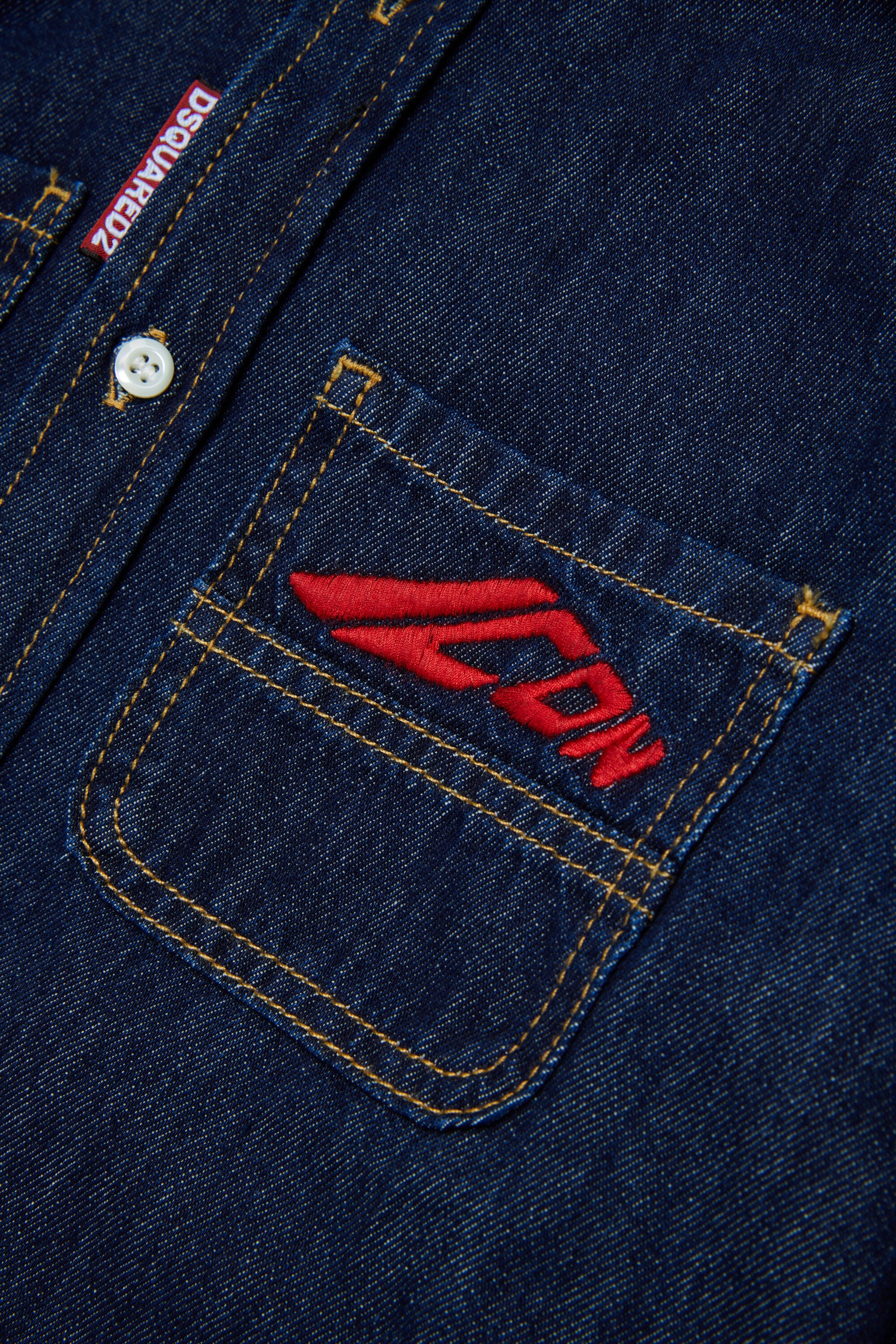 Dunkelblaues Denim-Hemd mit ICON-Logo