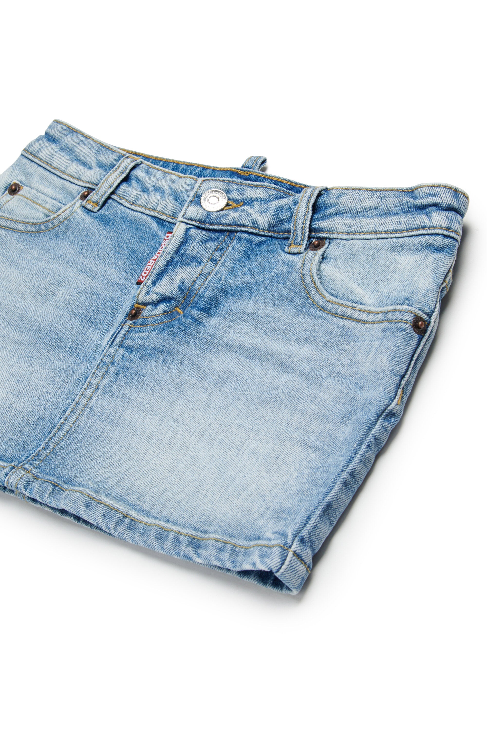 Gonna mini denim con logo