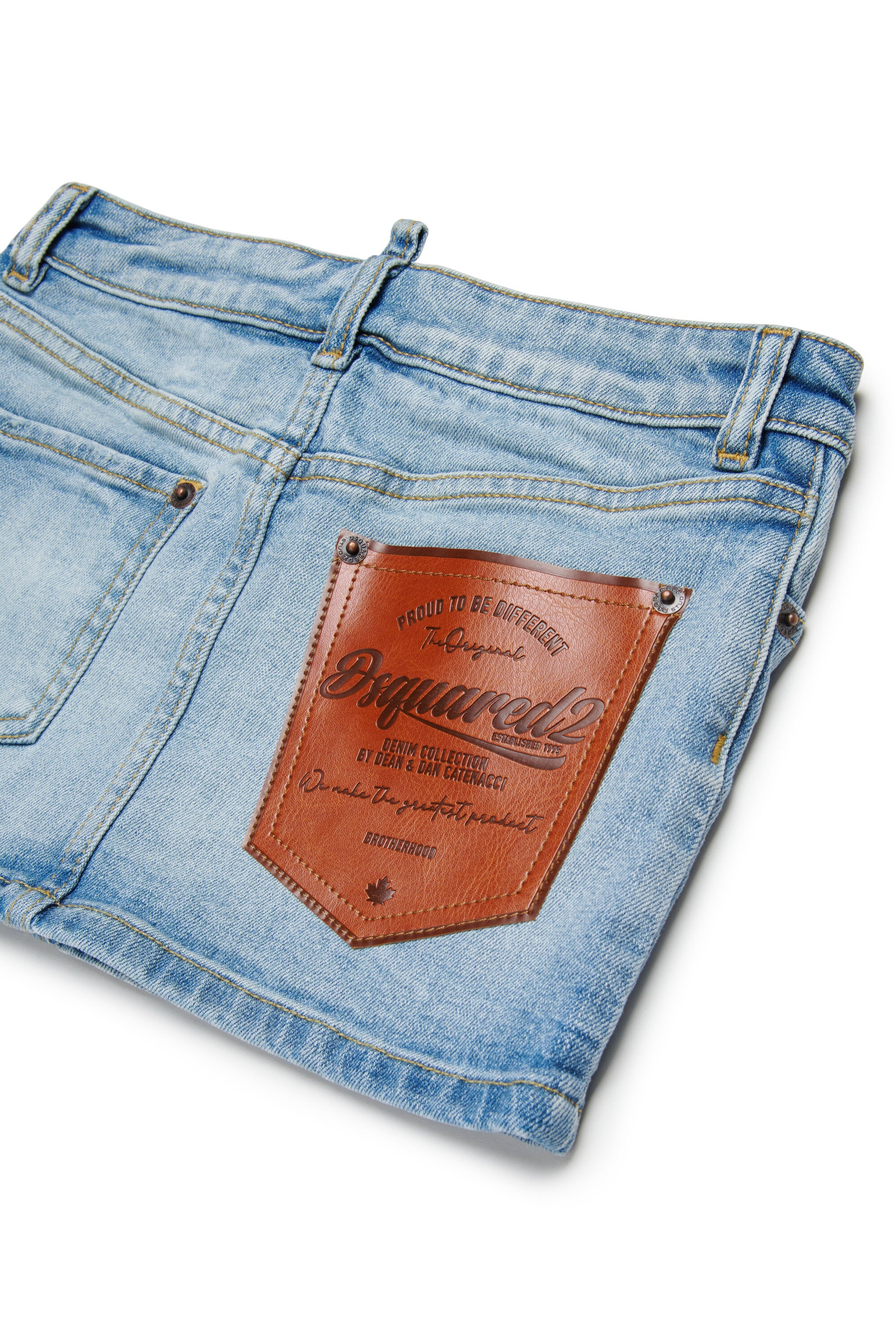 Gonna mini denim con logo