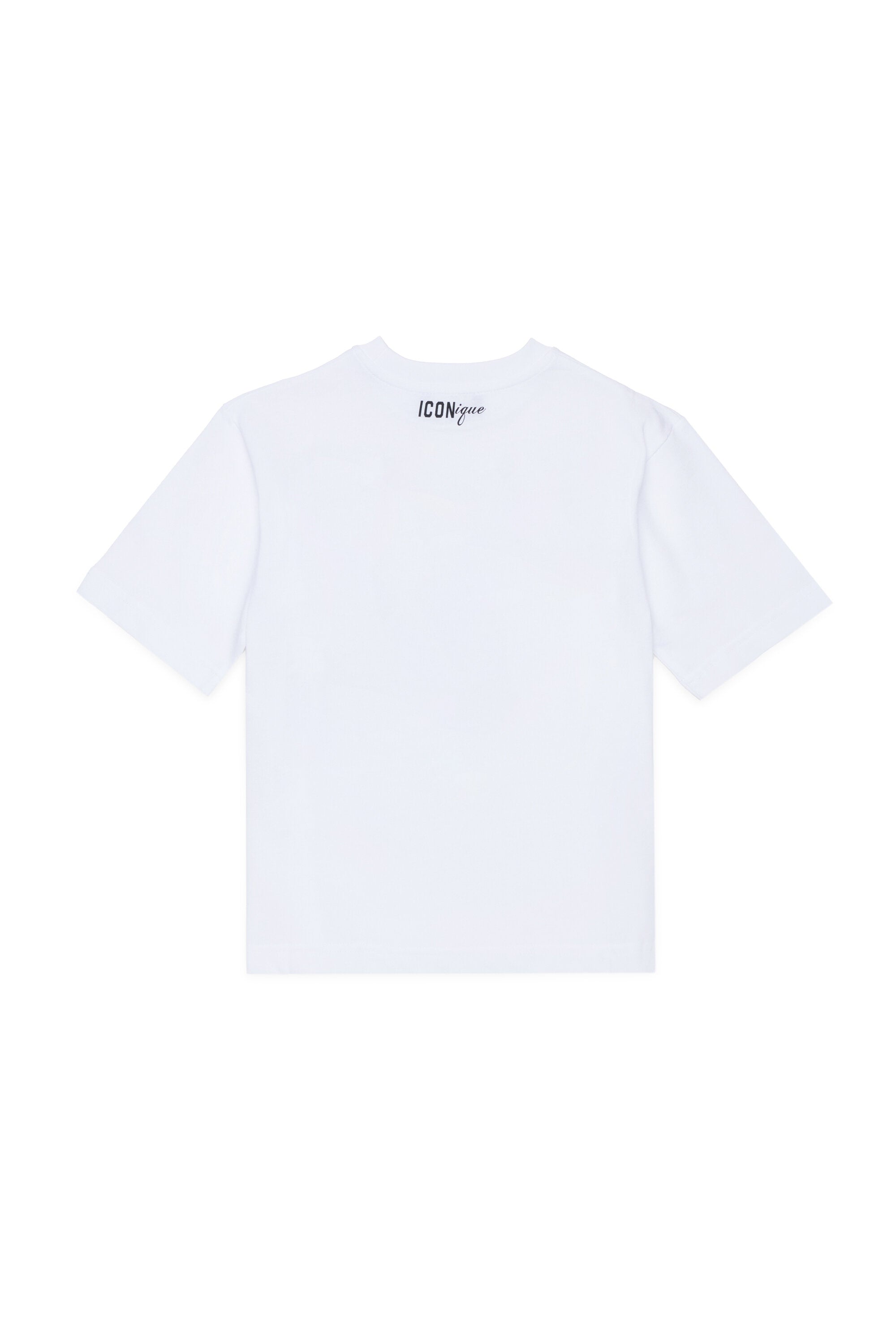 T-Shirt mit Mützen-Print und Logo