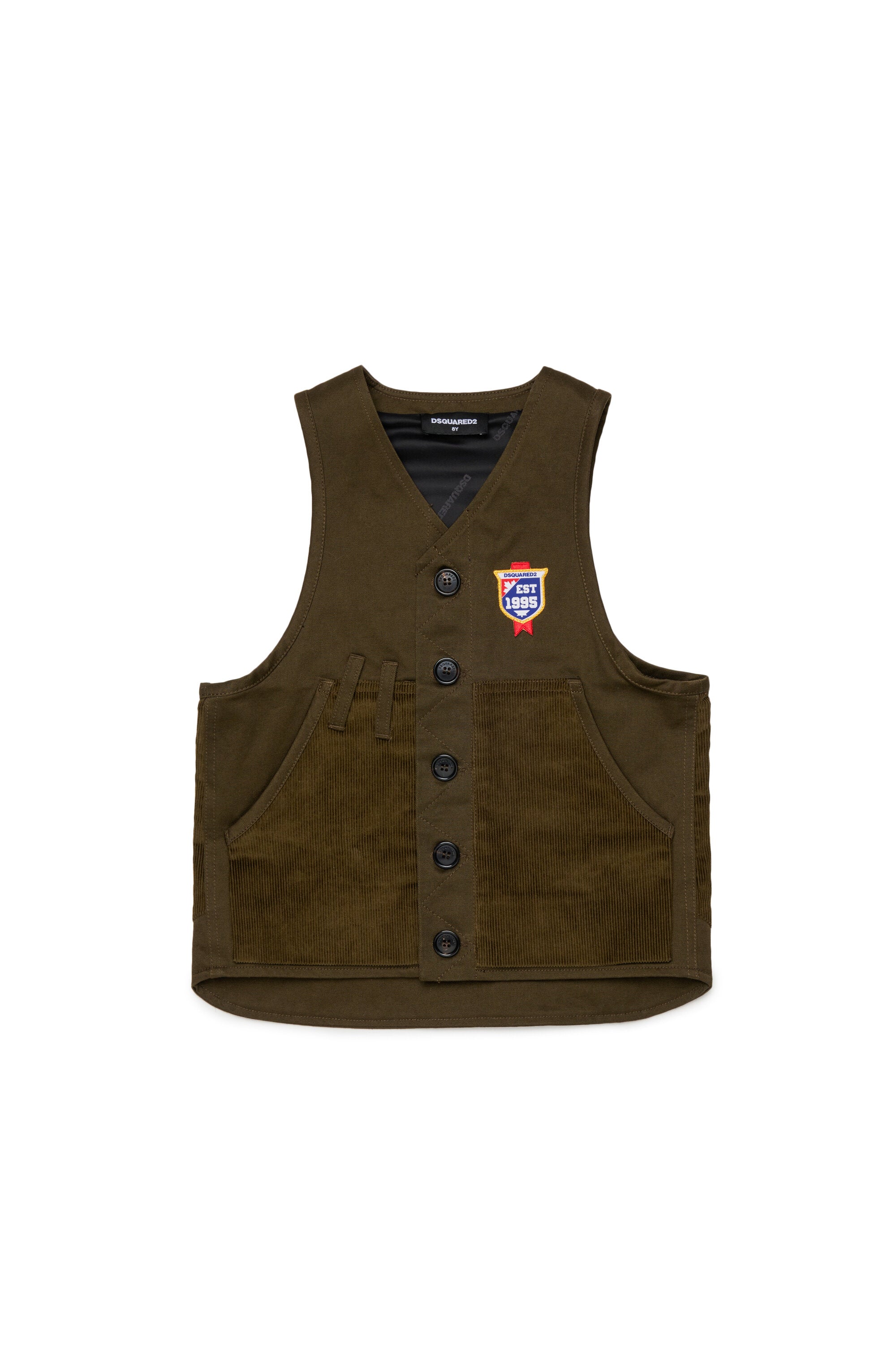 Gilet con patch decorative e logo