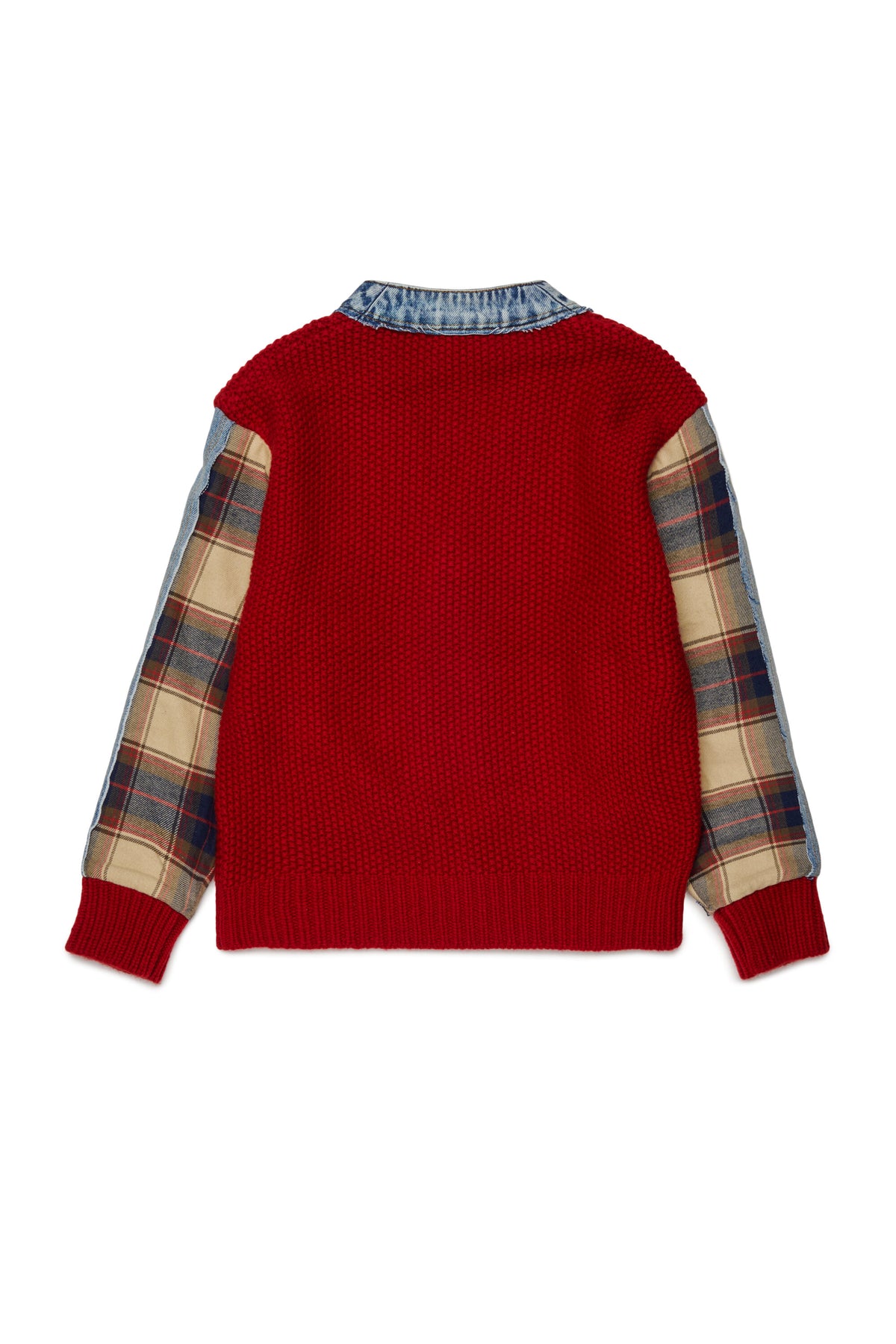 Cardigan en maille avec détails en denim