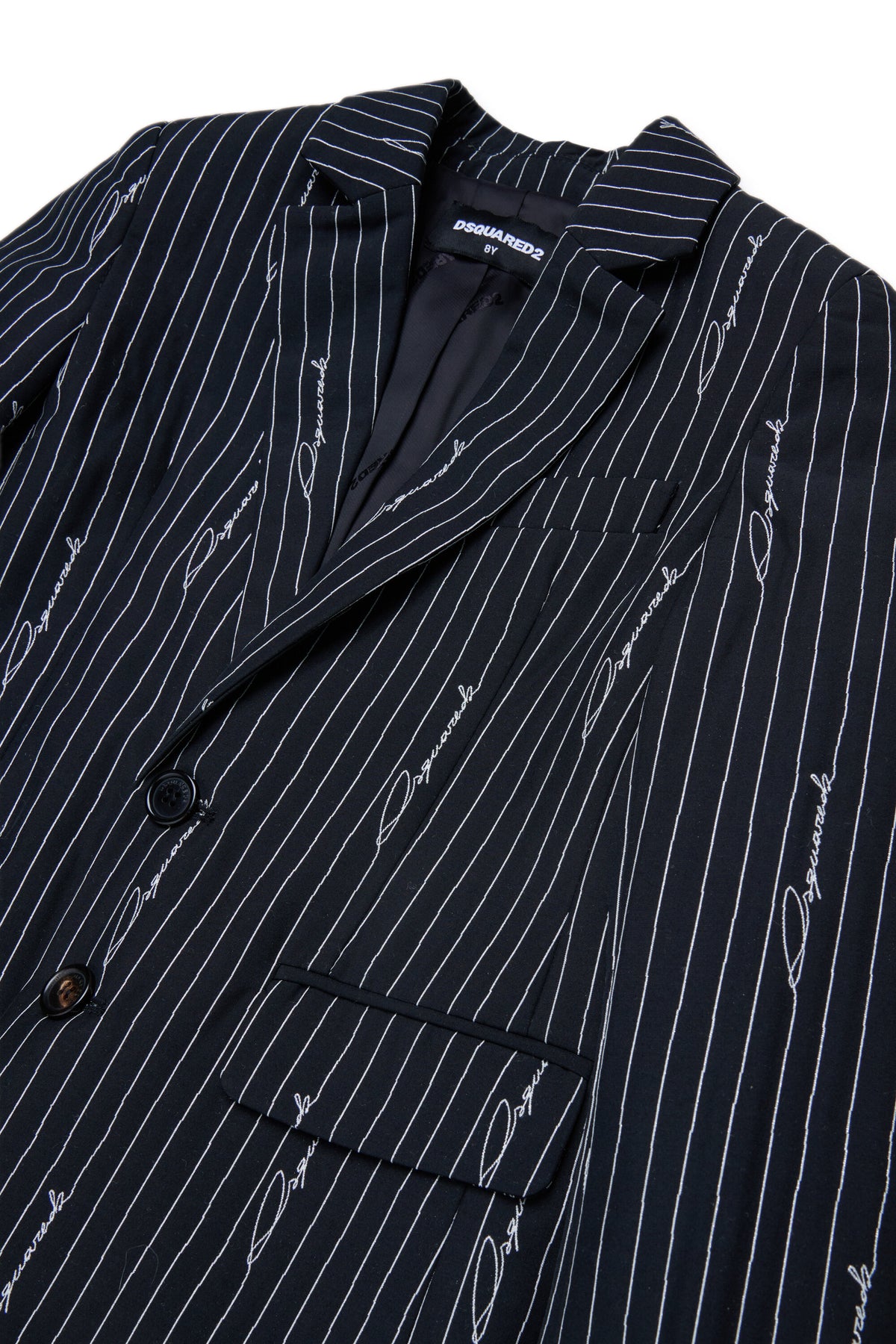 Blazer gessato con logo allover