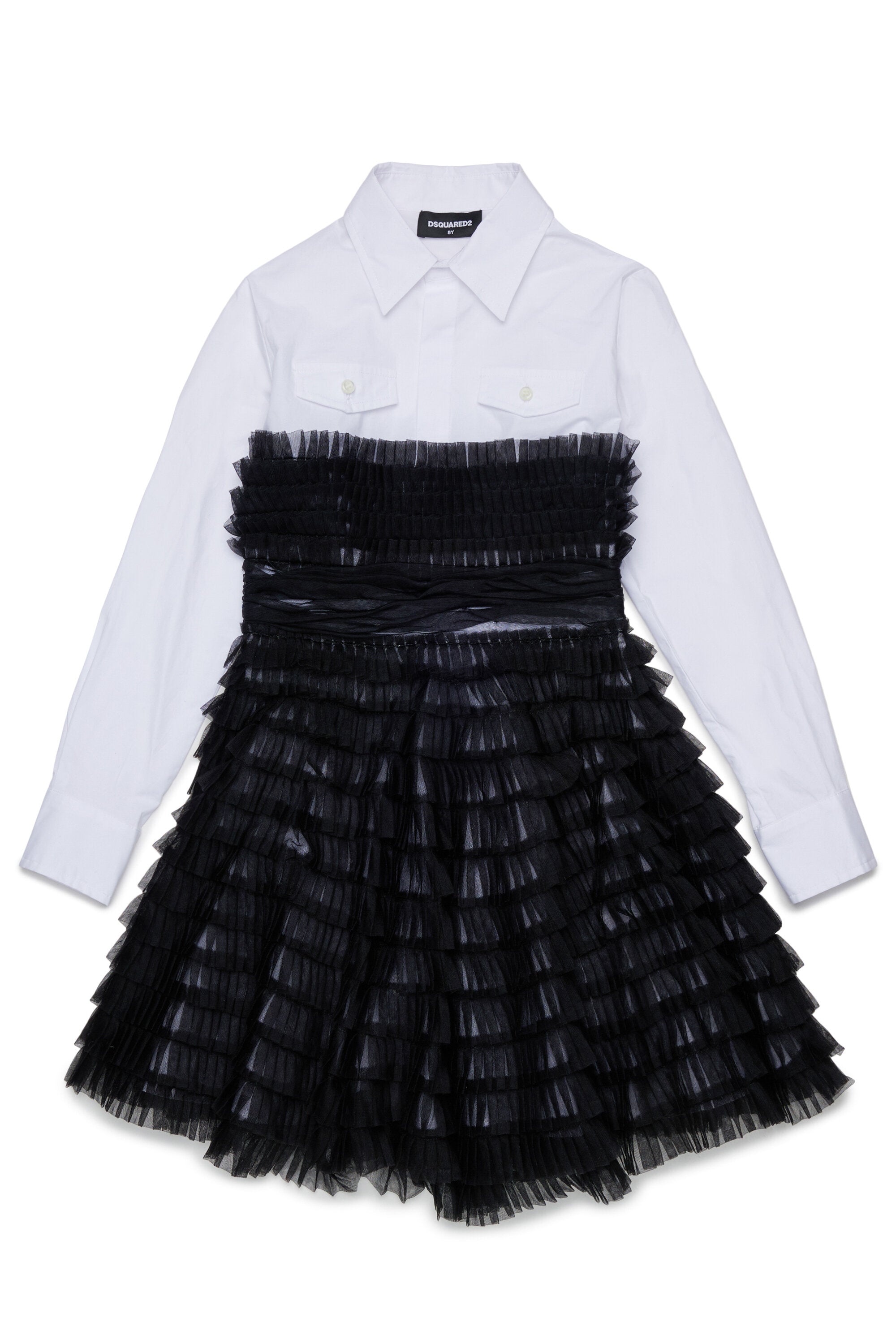 Hemdblusenkleid mit plissierten Volants