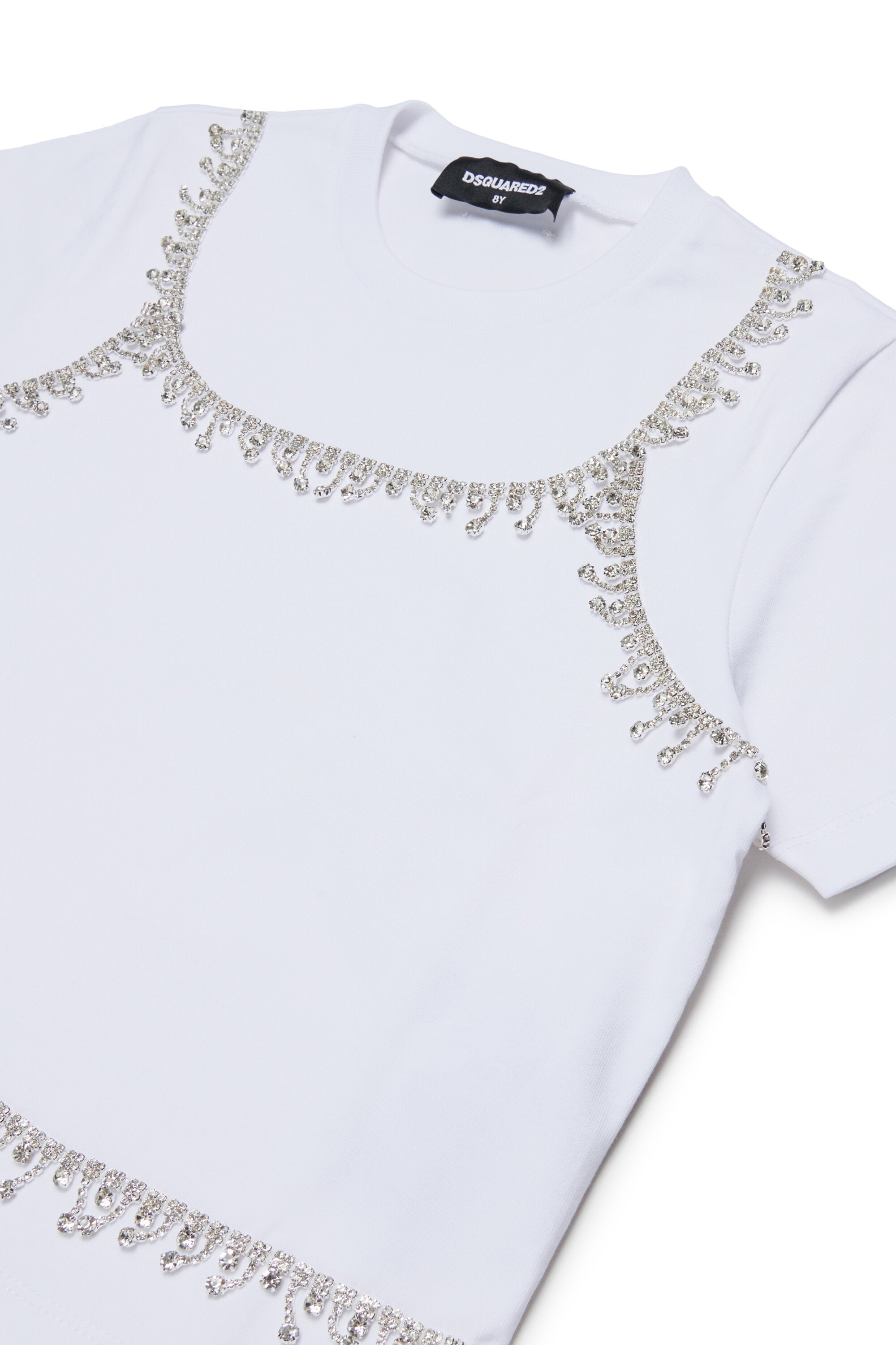 T-Shirt mit Schmuckapplikationen und Logo