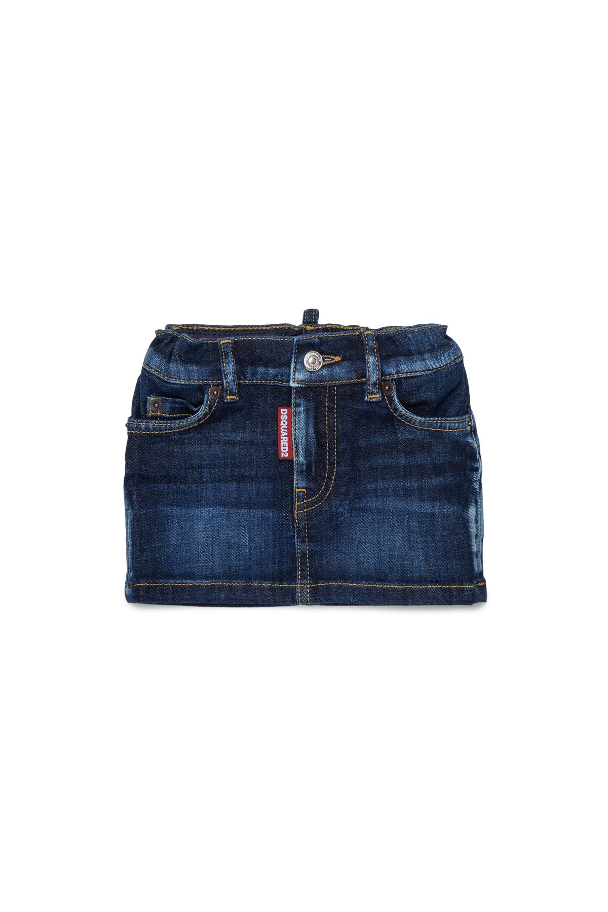 Denim mini skirt with embroidery