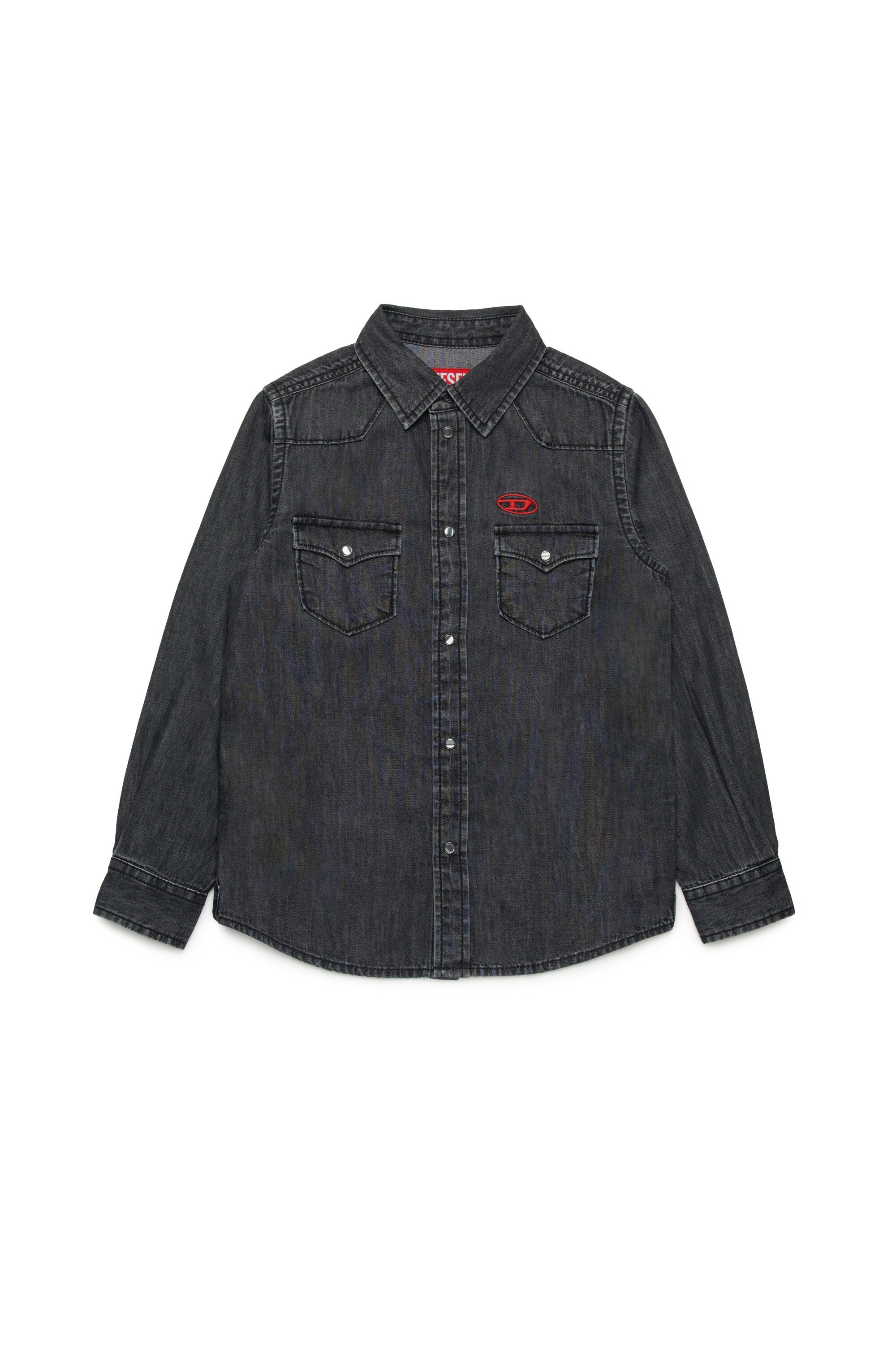 Camicia in denim nero con logo Oval D