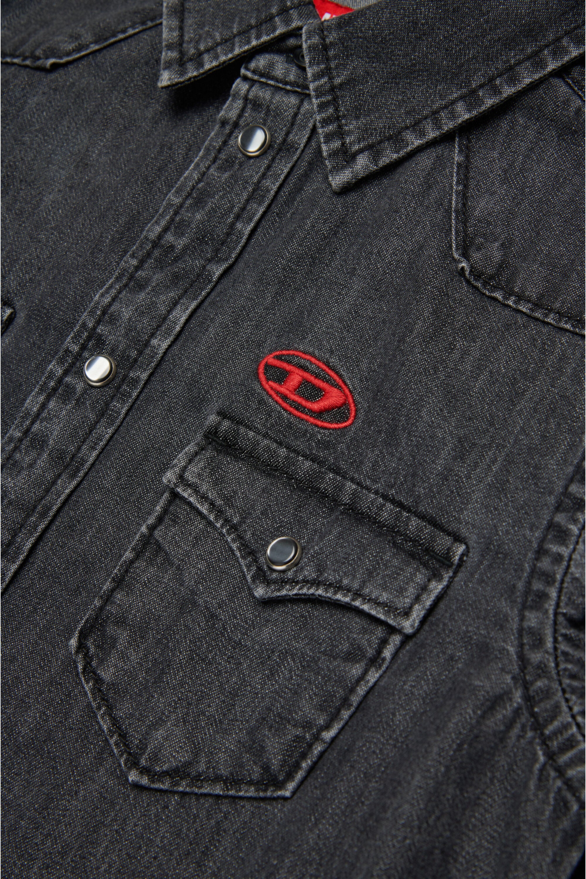 Camicia in denim nero con logo Oval D