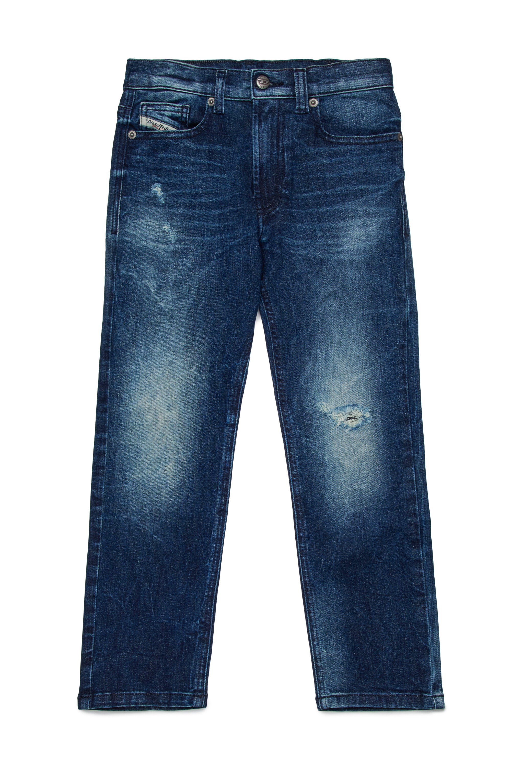 Dunkelblaue regular Jeans mit Brüchen - 2010