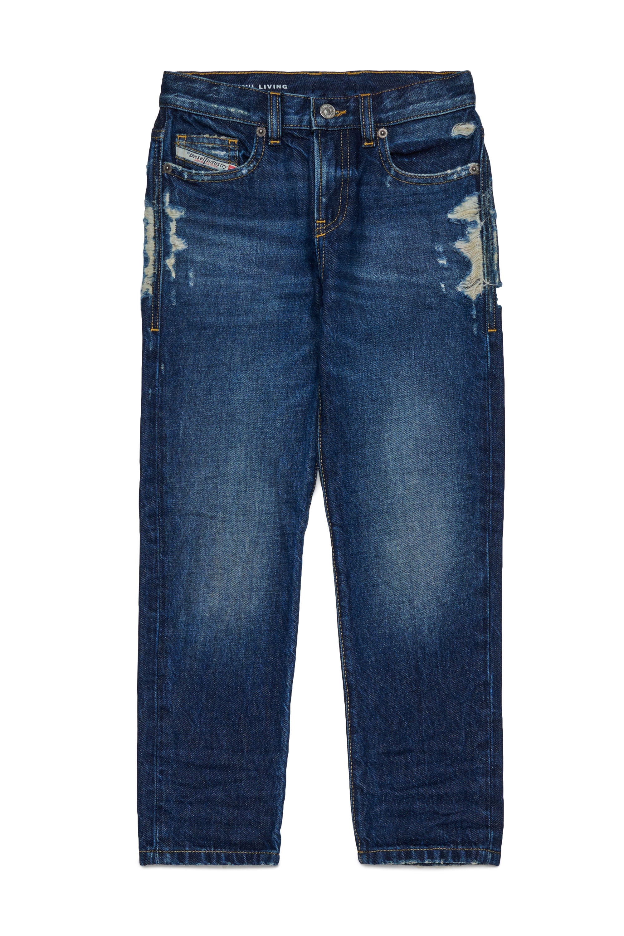 Dunkelblaue regular Jeans mit Destroyed-Effekt - 2020 D-Viker