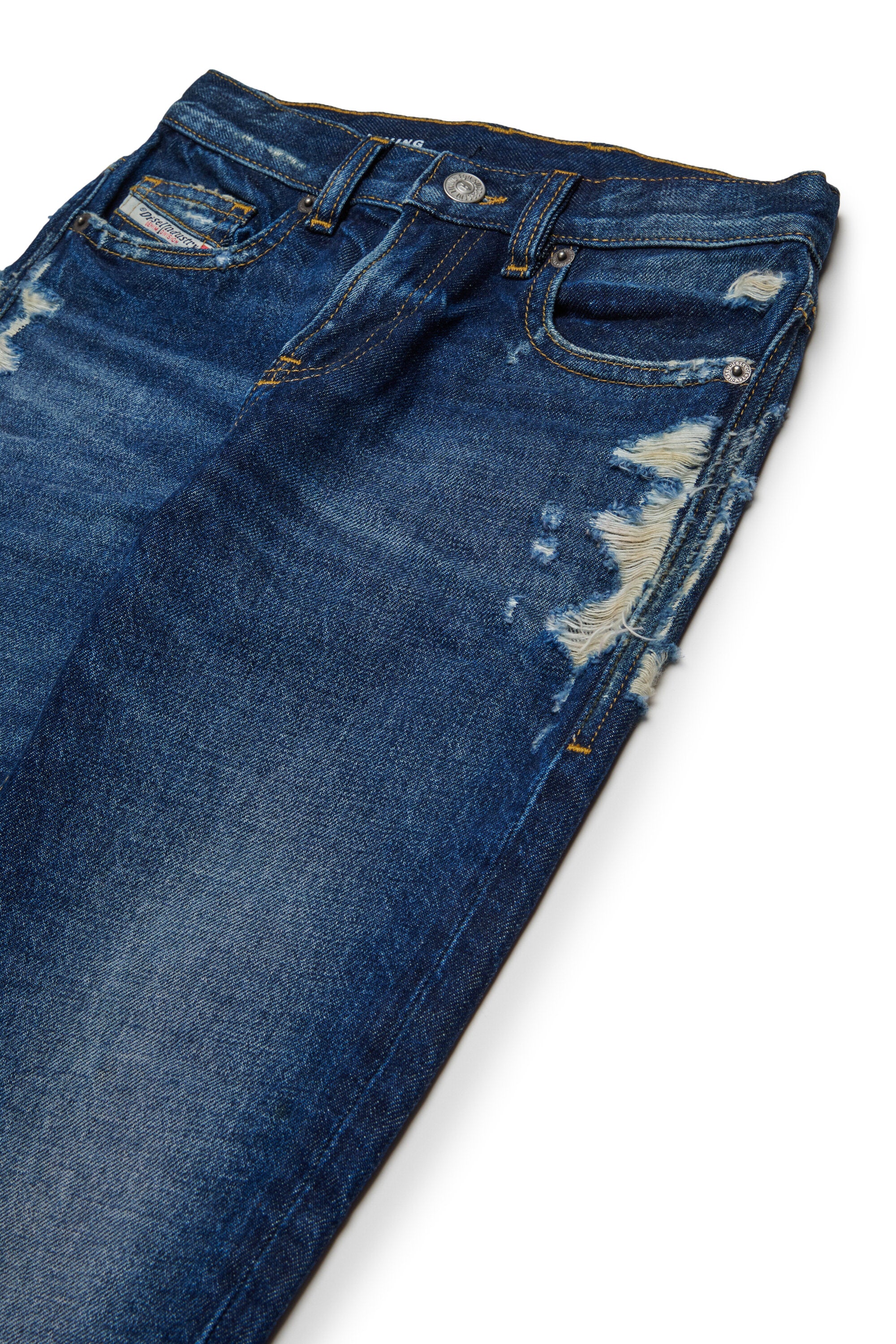 Dunkelblaue regular Jeans mit Destroyed-Effekt - 2020 D-Viker