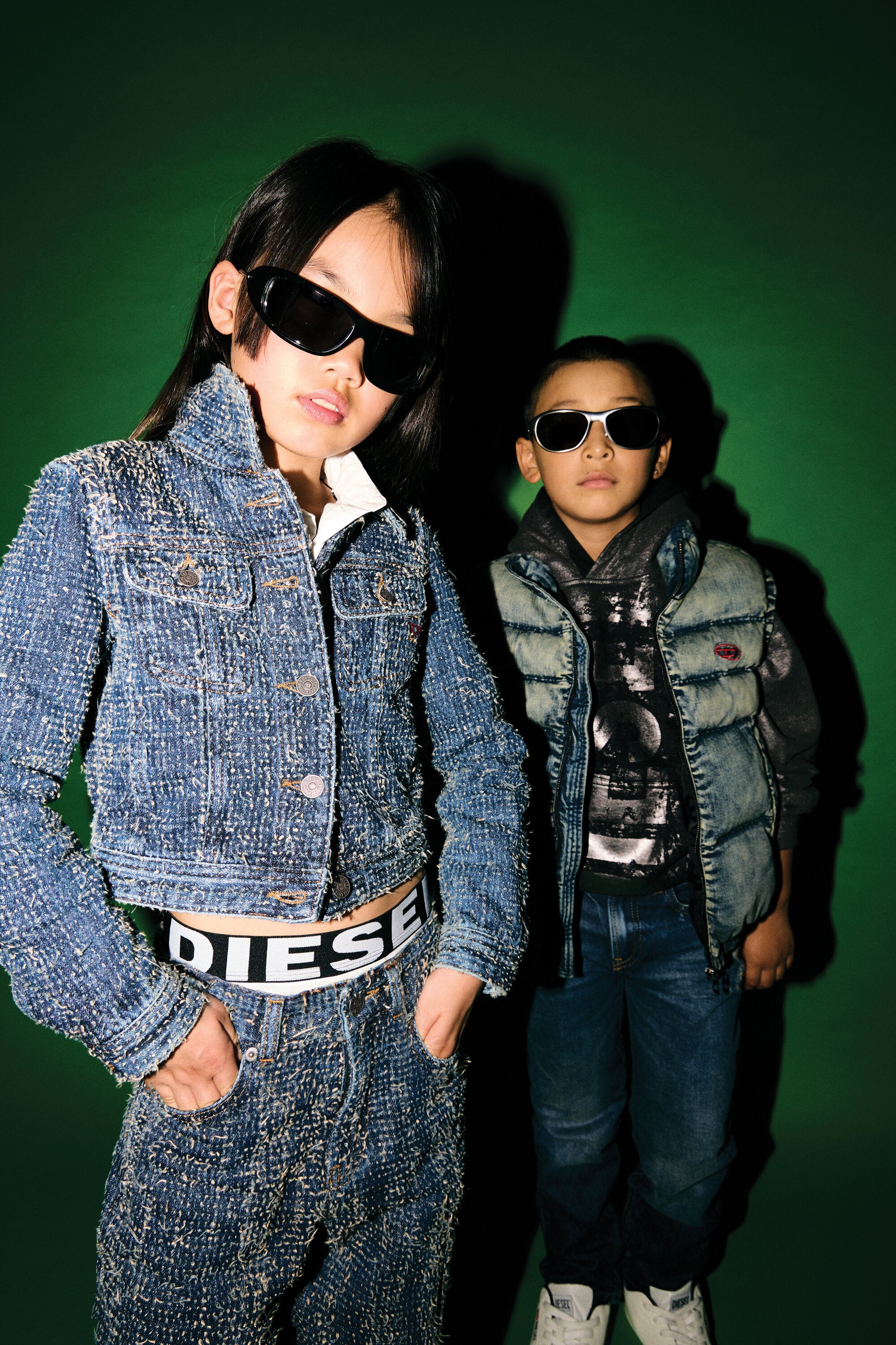 Veste en jeans avec effet bouclé