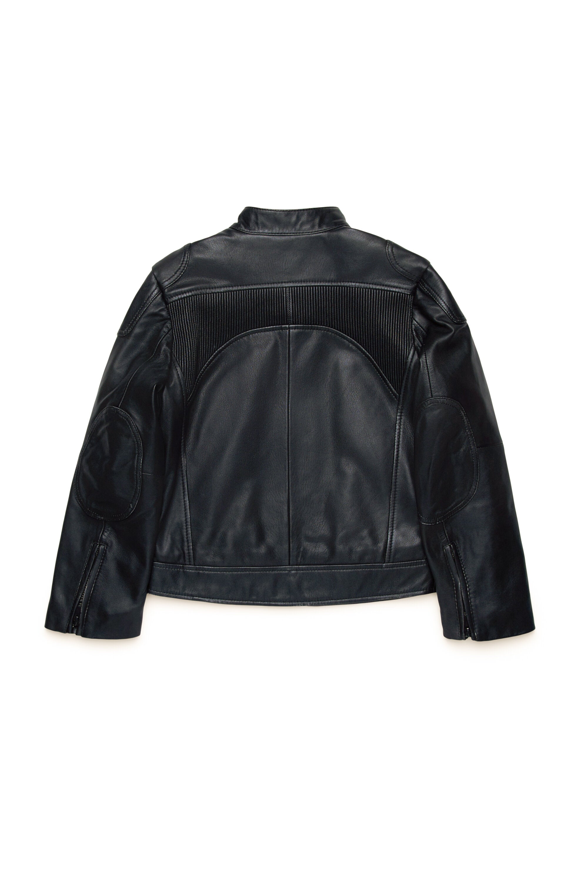 Giacca biker in pelle con logo oval D