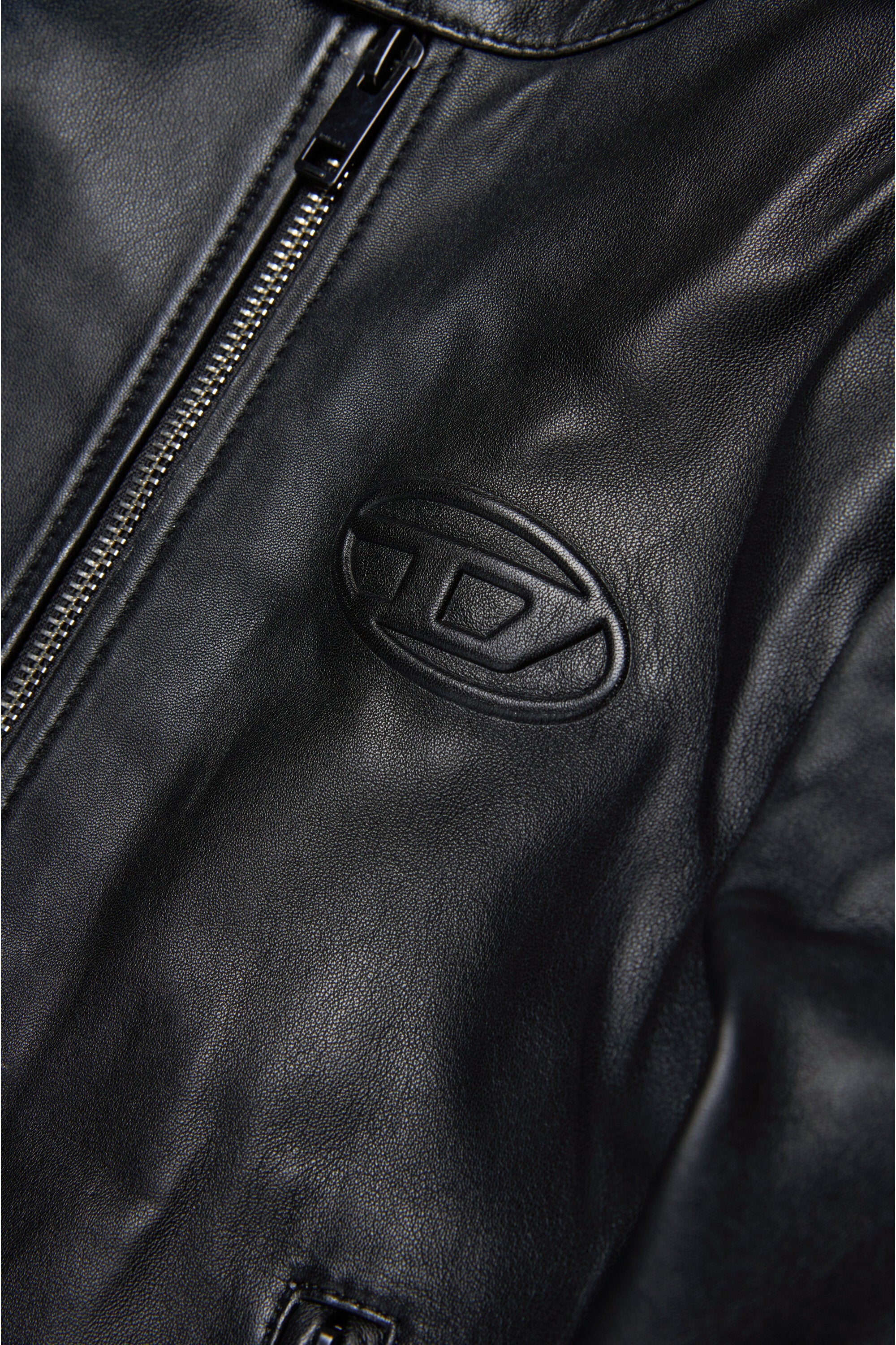 Veste biker en cuir avec logo oval D