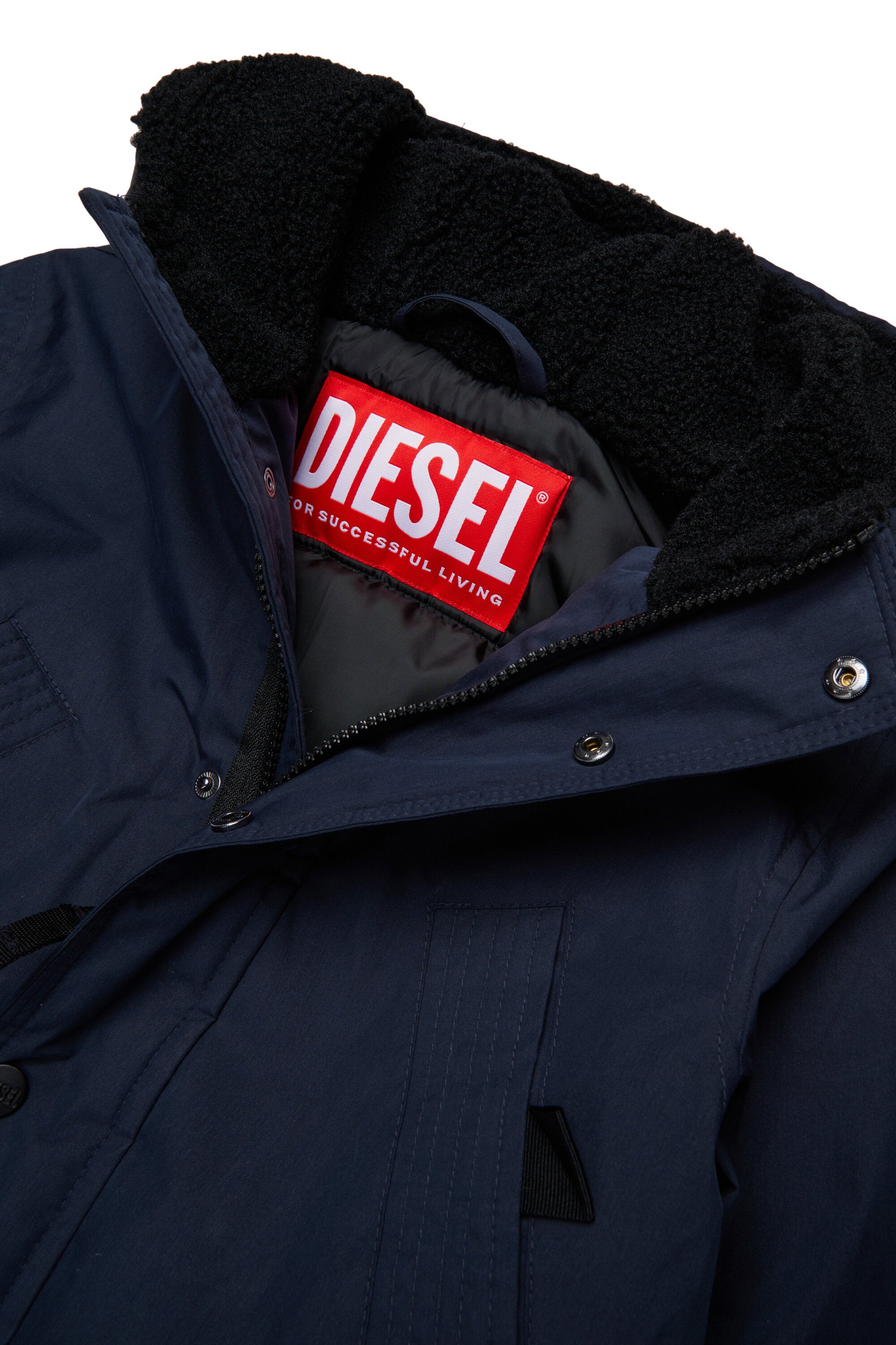 Lange gepolsterte Jacke mit Vordertaschen