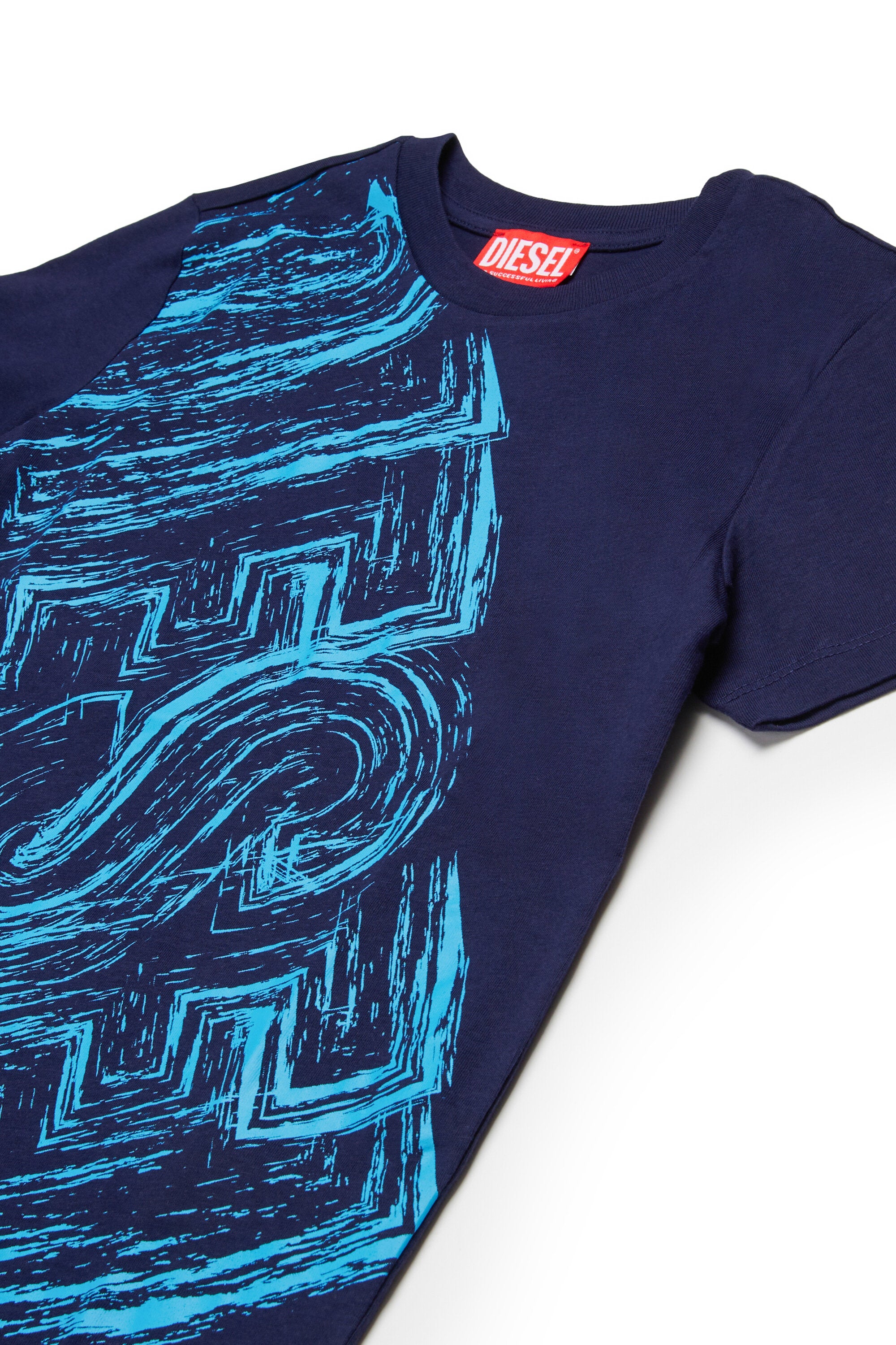 Camiseta de punto con logo desteñido